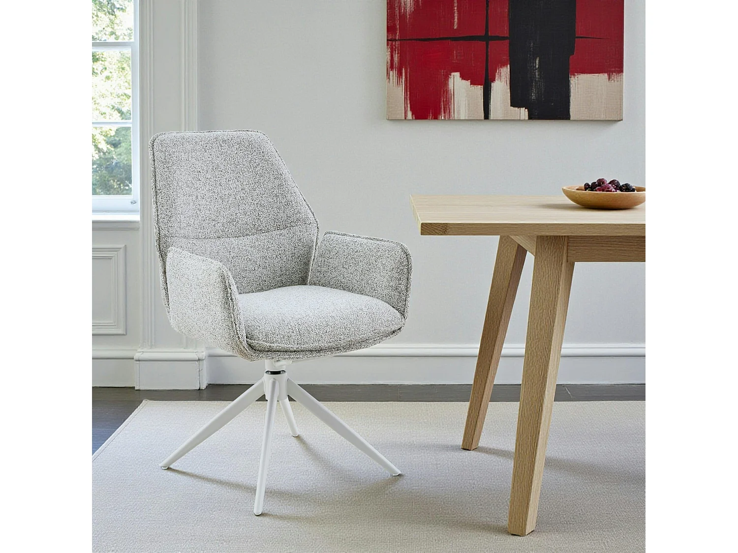 Chaise gris clair chiné pivotante à accoudoirs (lot de 2) CORTINA