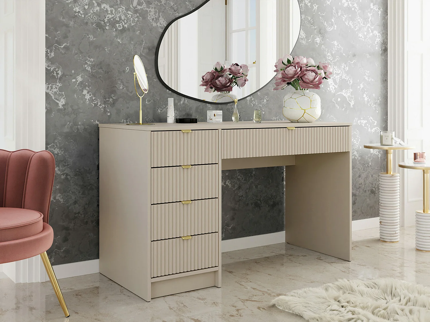 Bureau Comfivo Papilio, Avec tiroirs, Nombre de tiroirs: 5, 76x120x55cm, Beige