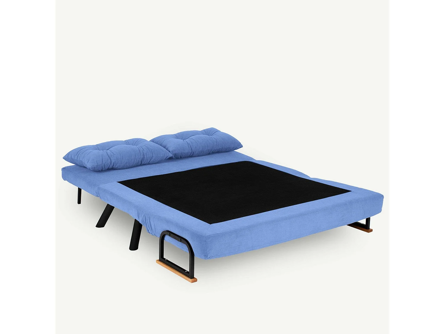 Sofá cama 2 plazas Dworle, Sofá transformable, Sofá para invitados, Sillón cama con almacenaje, 133x78 h78 cm, Azul