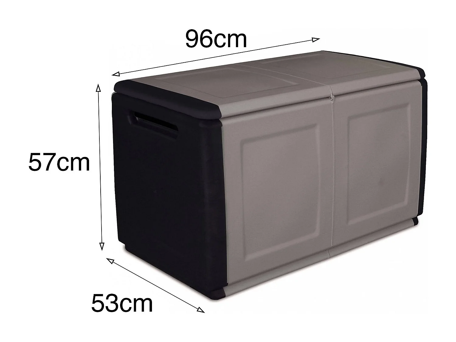 Coffre Brakel, Coffre polyvalent, Coffre de rangement, Boîte de rangement, 100% Made in Italy, 96x53h57 cm, Gris clair et noir