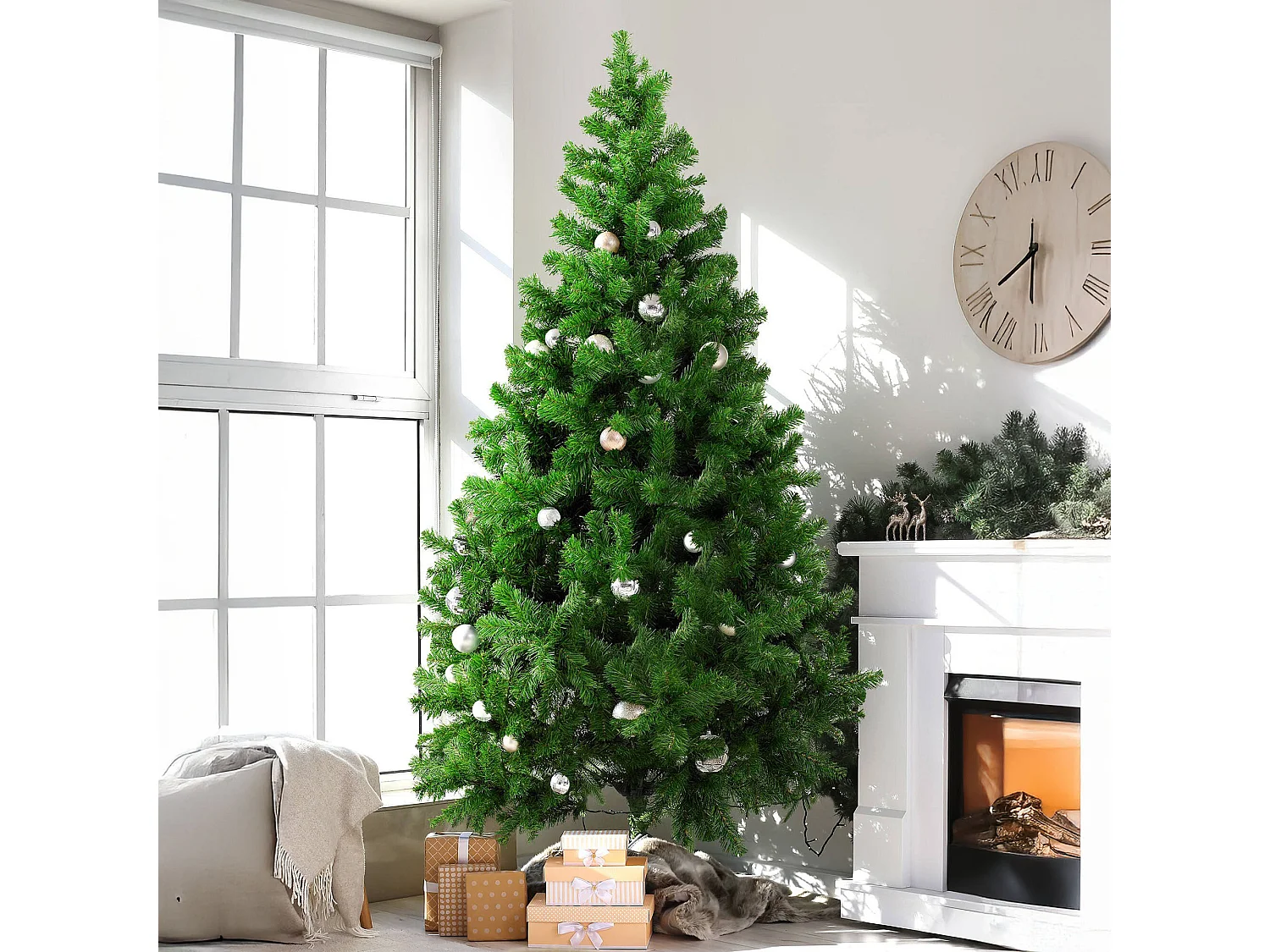 Árvore de Natal 120 cm Sempre-verde, 326 ramos, 120h cm verde, abertura de ramos individuais, ignífuga retardante de chama