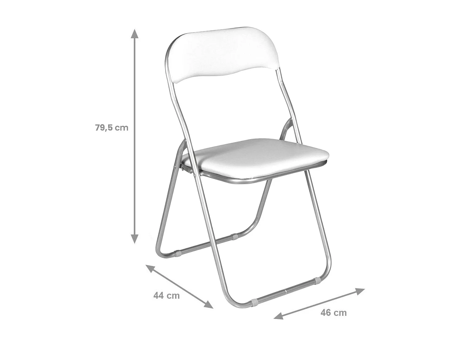 Chaise pliante Marbella, Chaise peu encombrante, Chaise invité, Siège de réunion en éco-cuir, 43x47h80 cm, Blanc