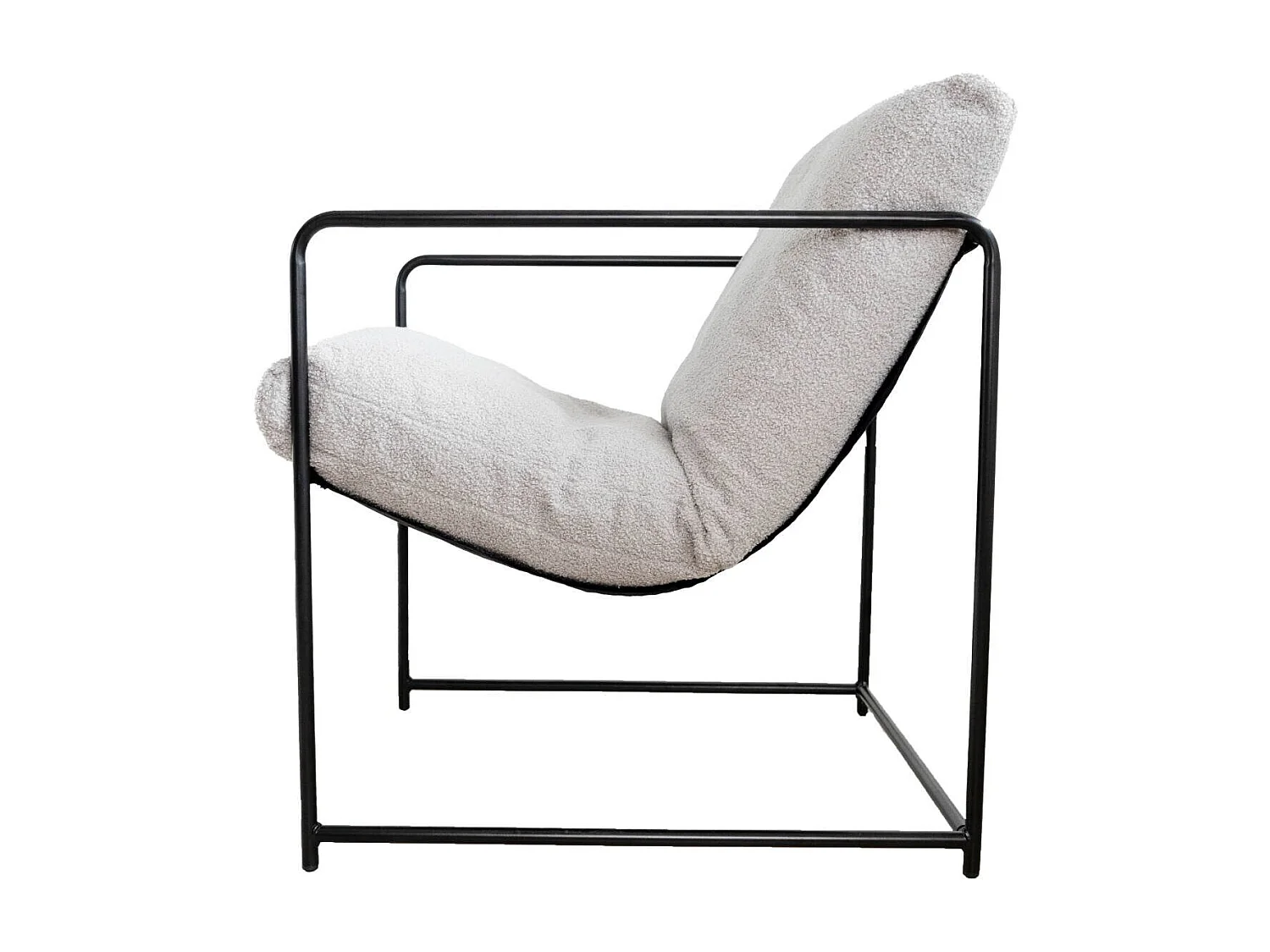 Sessel Dabdelat, Sessel mit Bouclé-Stoff bezogen, gepolsterter Stuhl, Sitz mit Metallarmlehnen, 61x67h75 cm, Grau