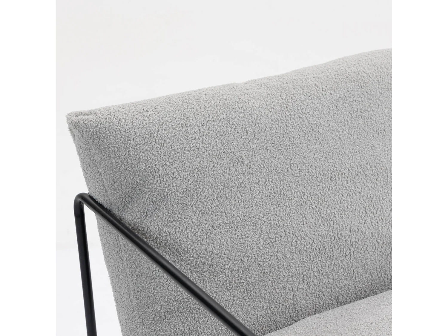 Sessel Dabdelat, Sessel mit Bouclé-Stoff bezogen, gepolsterter Stuhl, Sitz mit Metallarmlehnen, 61x67h75 cm, Grau