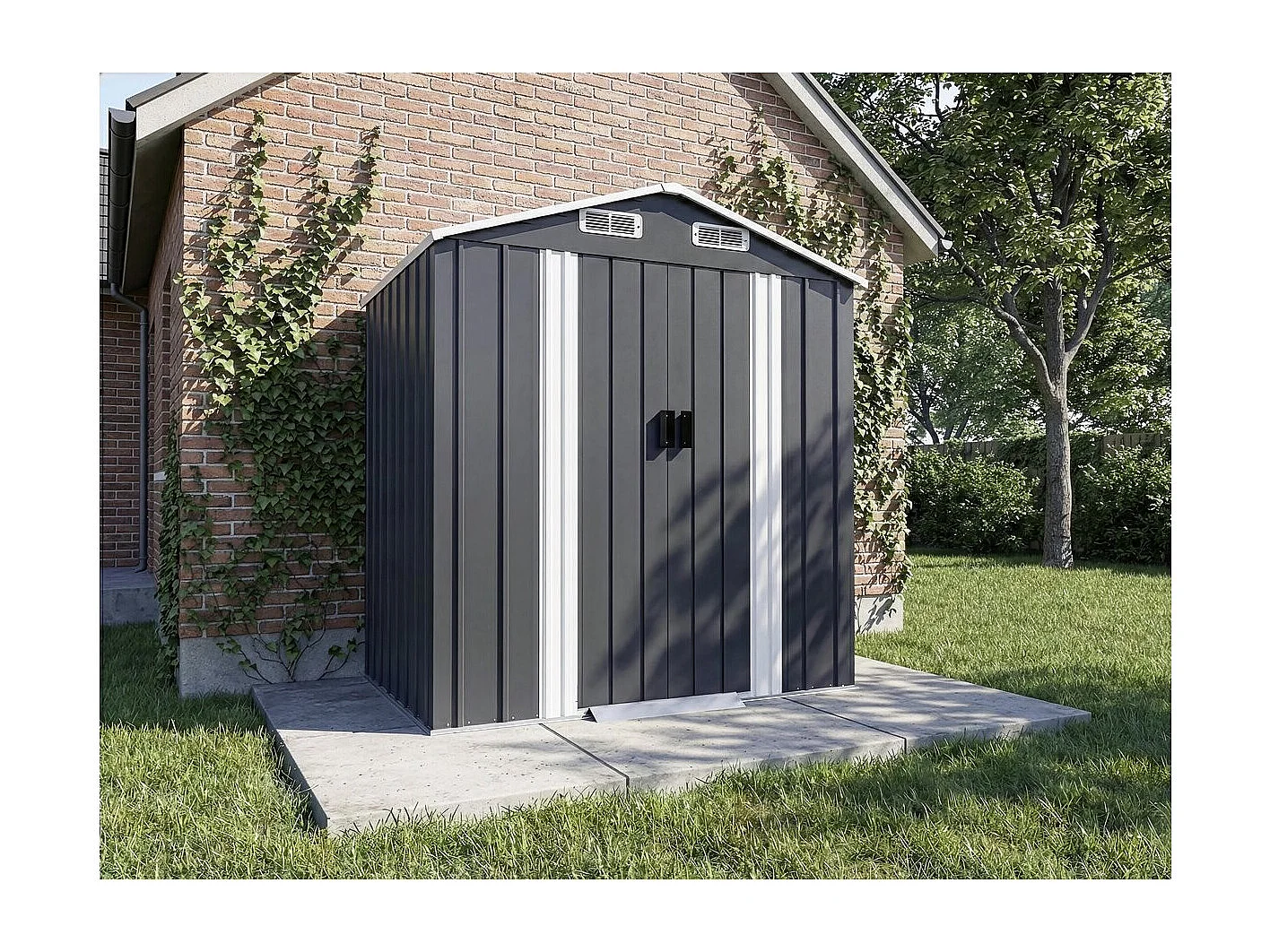 Abri de jardin en métal avec porte coulissante "Boston" - 2,17 m² - Gris