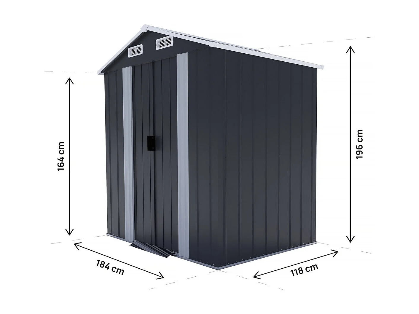 Abri de jardin en métal avec porte coulissante "Boston" - 2,17 m² - Gris