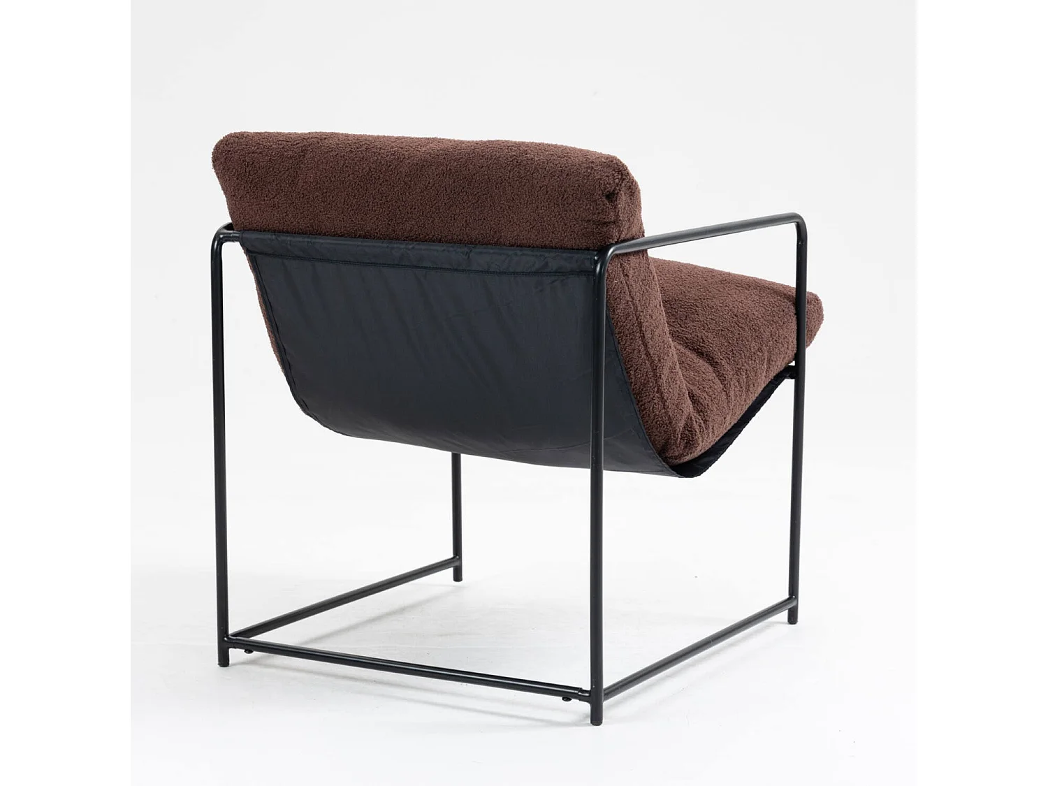 Sessel Dabdelat, Sessel mit Bouclé-Stoff bezogen, gepolsterter Stuhl, Sitz mit Metallarmlehnen, 61x67h75 cm, Braun