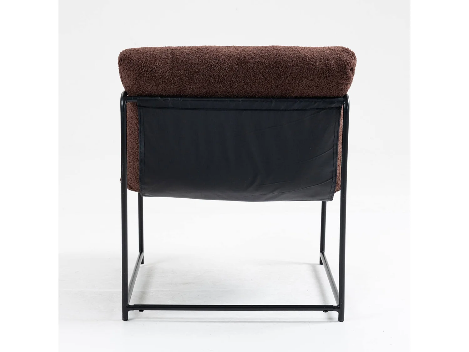 Sessel Dabdelat, Sessel mit Bouclé-Stoff bezogen, gepolsterter Stuhl, Sitz mit Metallarmlehnen, 61x67h75 cm, Braun