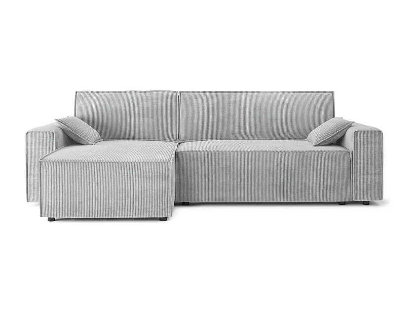 Canapé d'angle MARIUS convertible velours côtelé gris clair