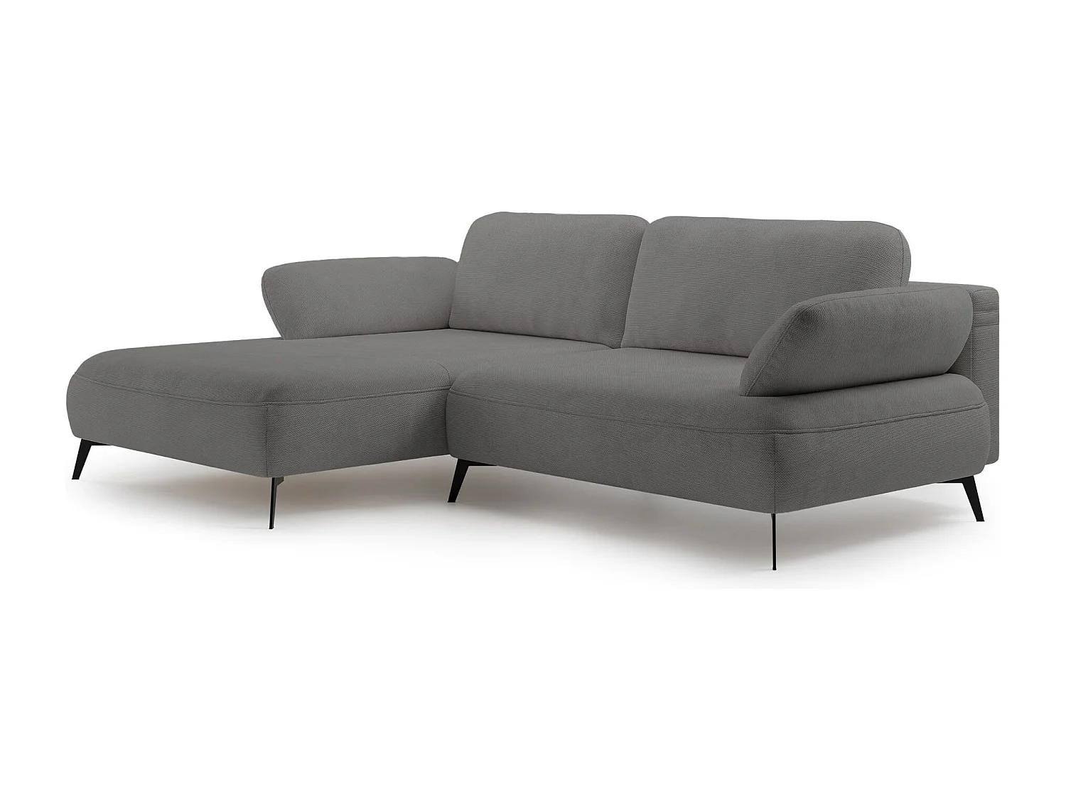 Canapé d’angle convertible – coffre de rangement – chenille hydrofuge – côté gauche – gris – AVOLLA