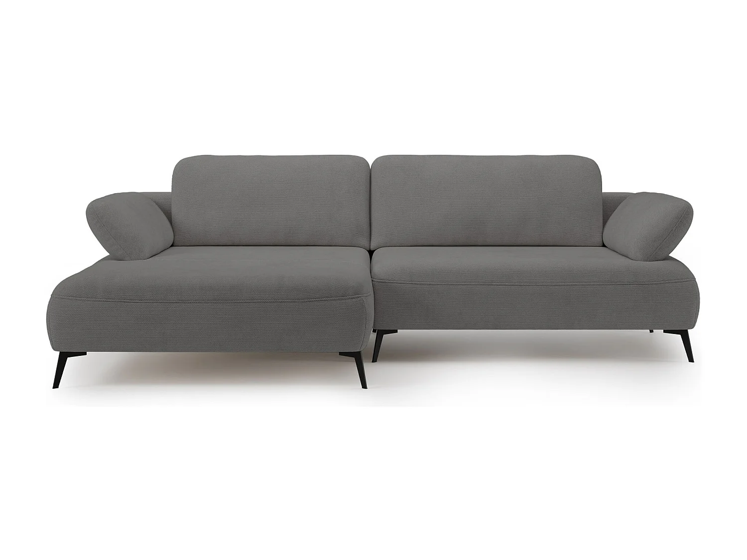 Canapé d’angle convertible – coffre de rangement – chenille hydrofuge – côté gauche – gris – AVOLLA