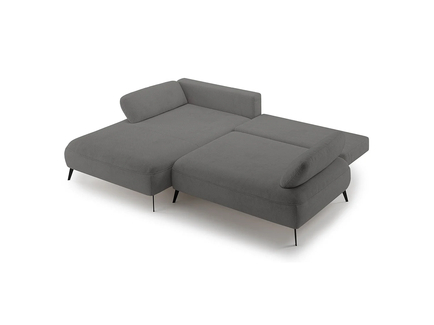 Ecksofa mit Schlaffunktion – Bettkasten – hydrophobe Chenille – linksseitig – Grau – AVOLLA