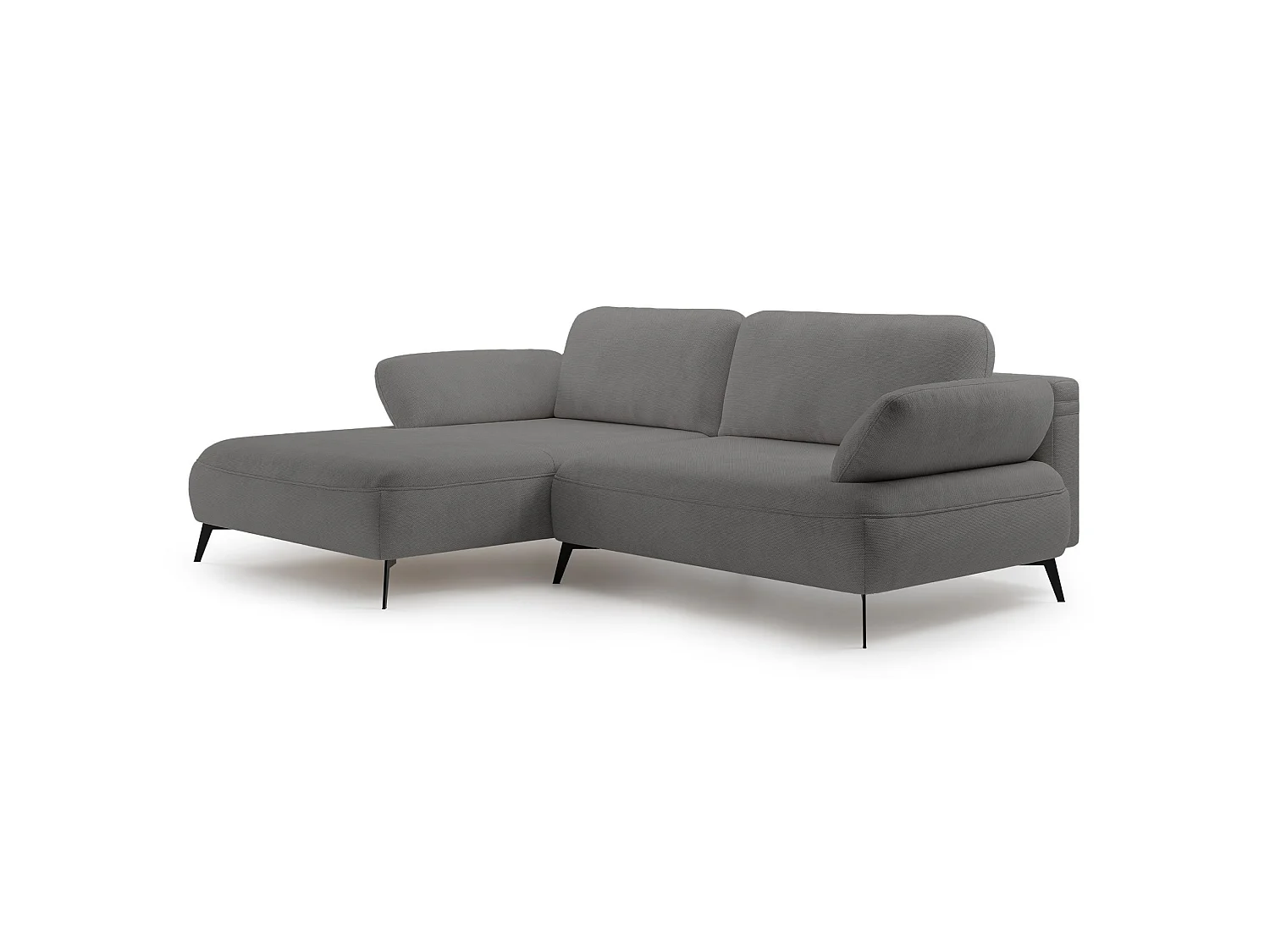 Ecksofa mit Schlaffunktion – Bettkasten – hydrophobe Chenille – linksseitig – Grau – AVOLLA