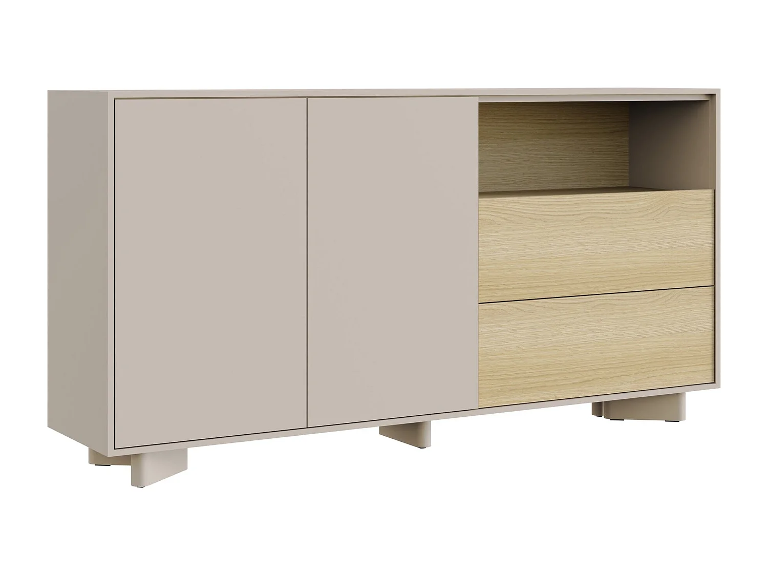 Sideboard mit Schubladen Kaschmirgrau / Eichenholzoptik – 156 cm – DISTRIA
