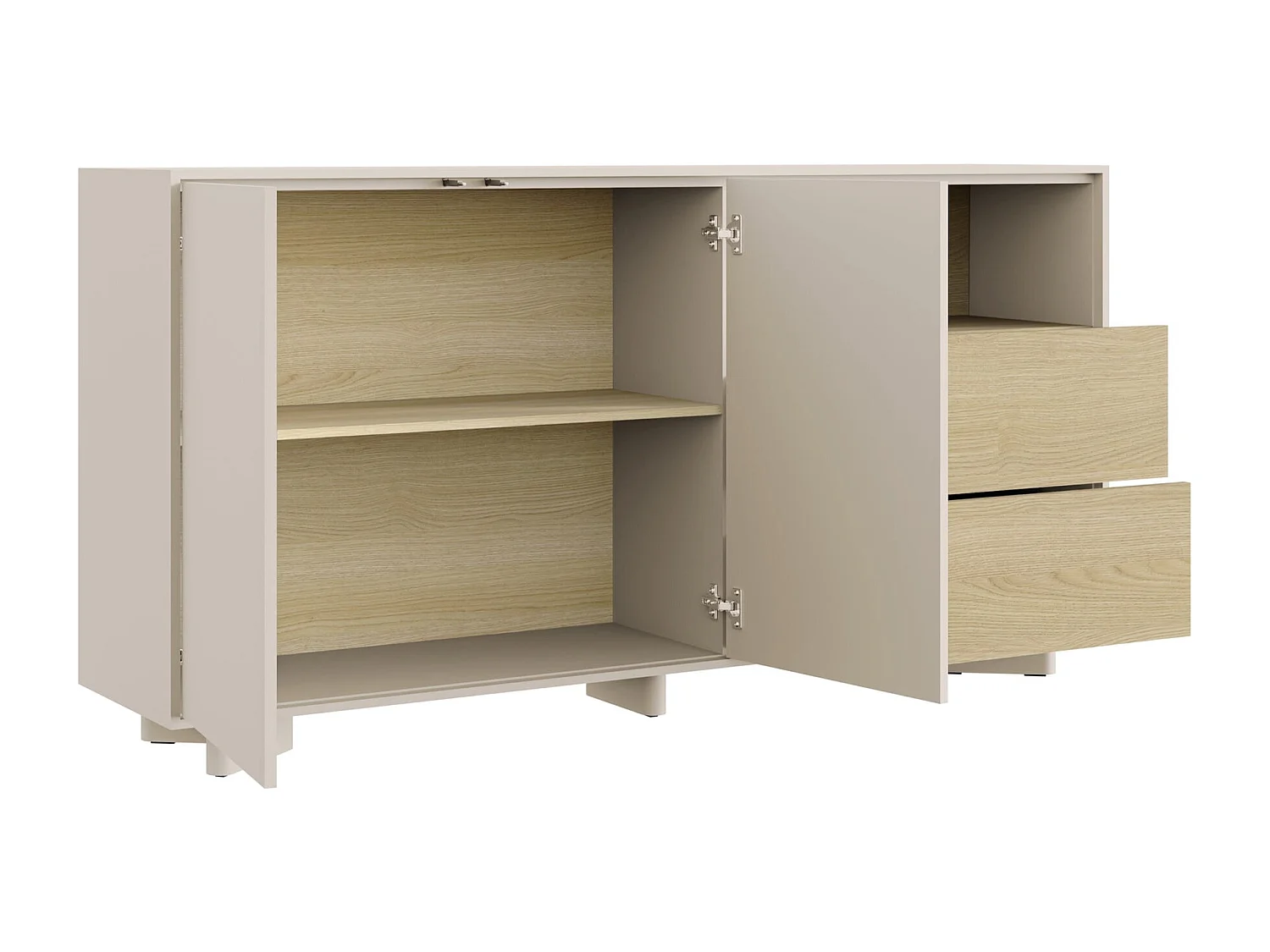 Sideboard mit Schubladen Kaschmirgrau / Eichenholzoptik – 156 cm – DISTRIA
