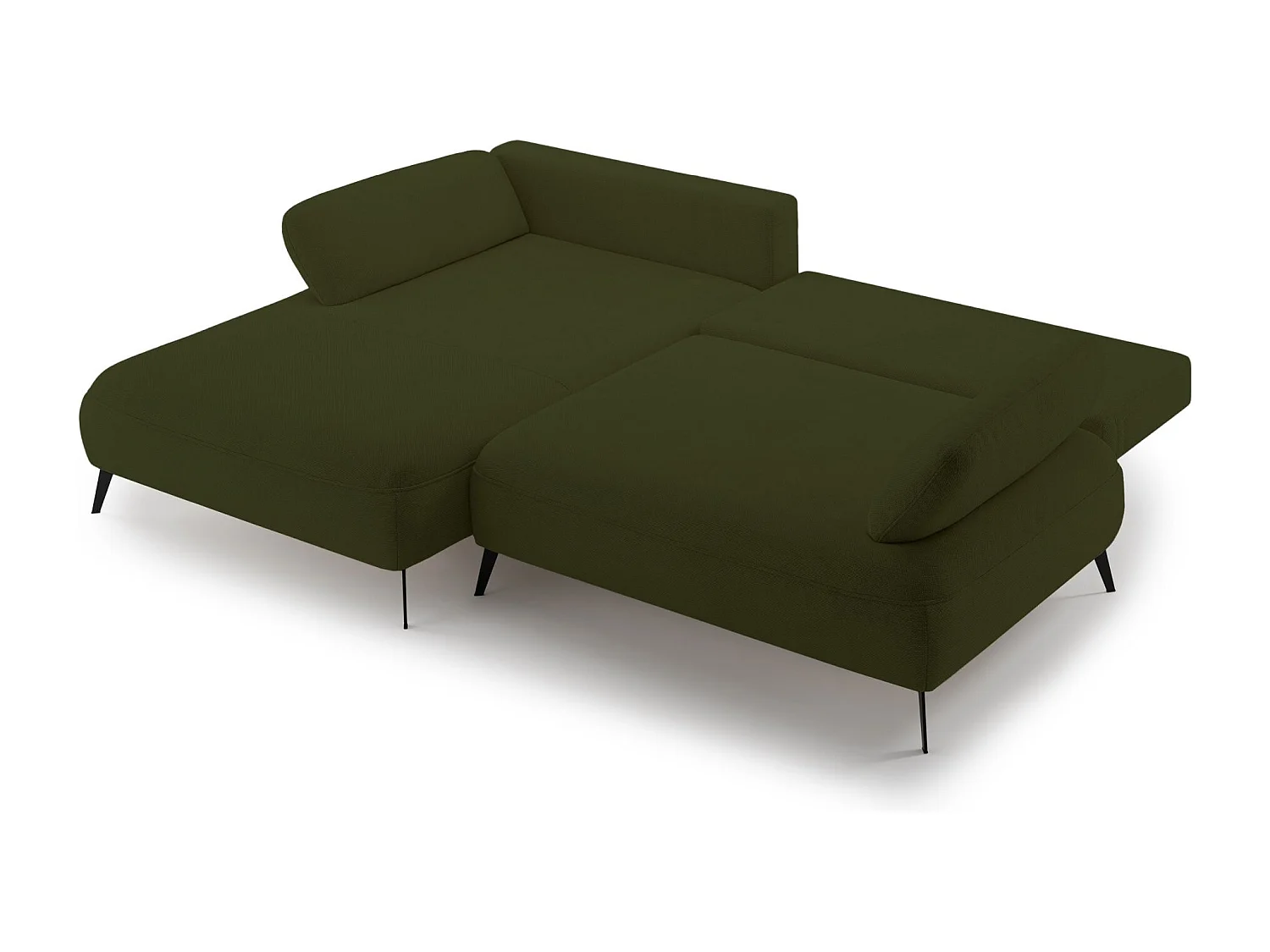 Canapé d’angle convertible – coffre de rangement – chenille hydrofuge – côté gauche – vert olive – AVOLLA