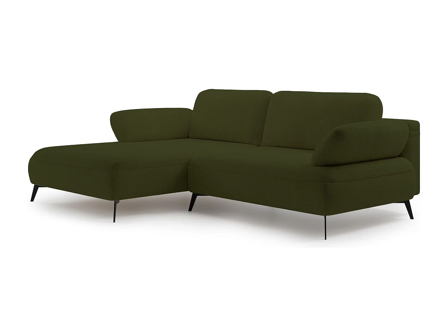 Canapé d’angle convertible – coffre de rangement – chenille hydrofuge – côté gauche – vert olive – AVOLLA