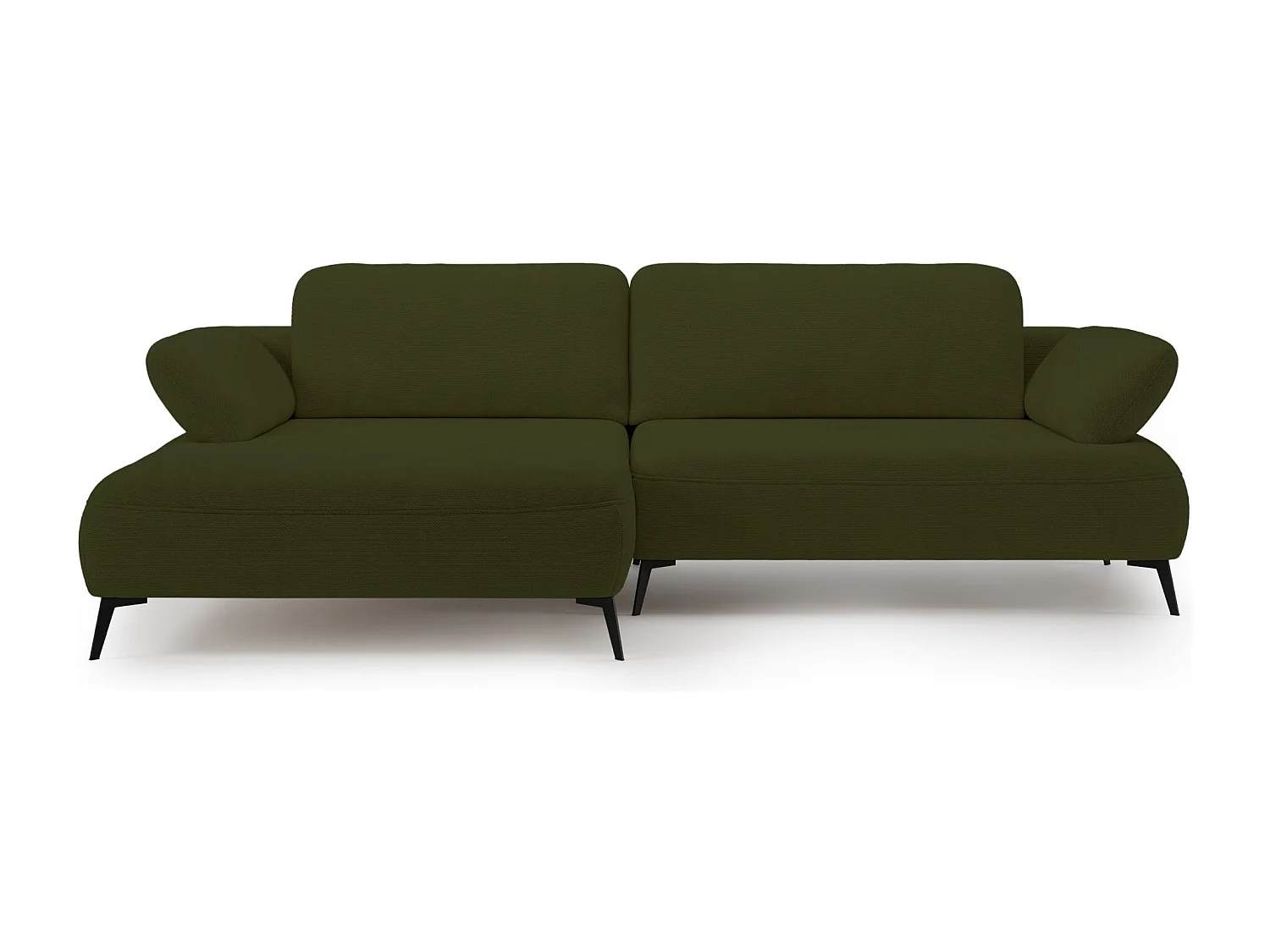 Canapé d’angle convertible – coffre de rangement – chenille hydrofuge – côté gauche – vert olive – AVOLLA