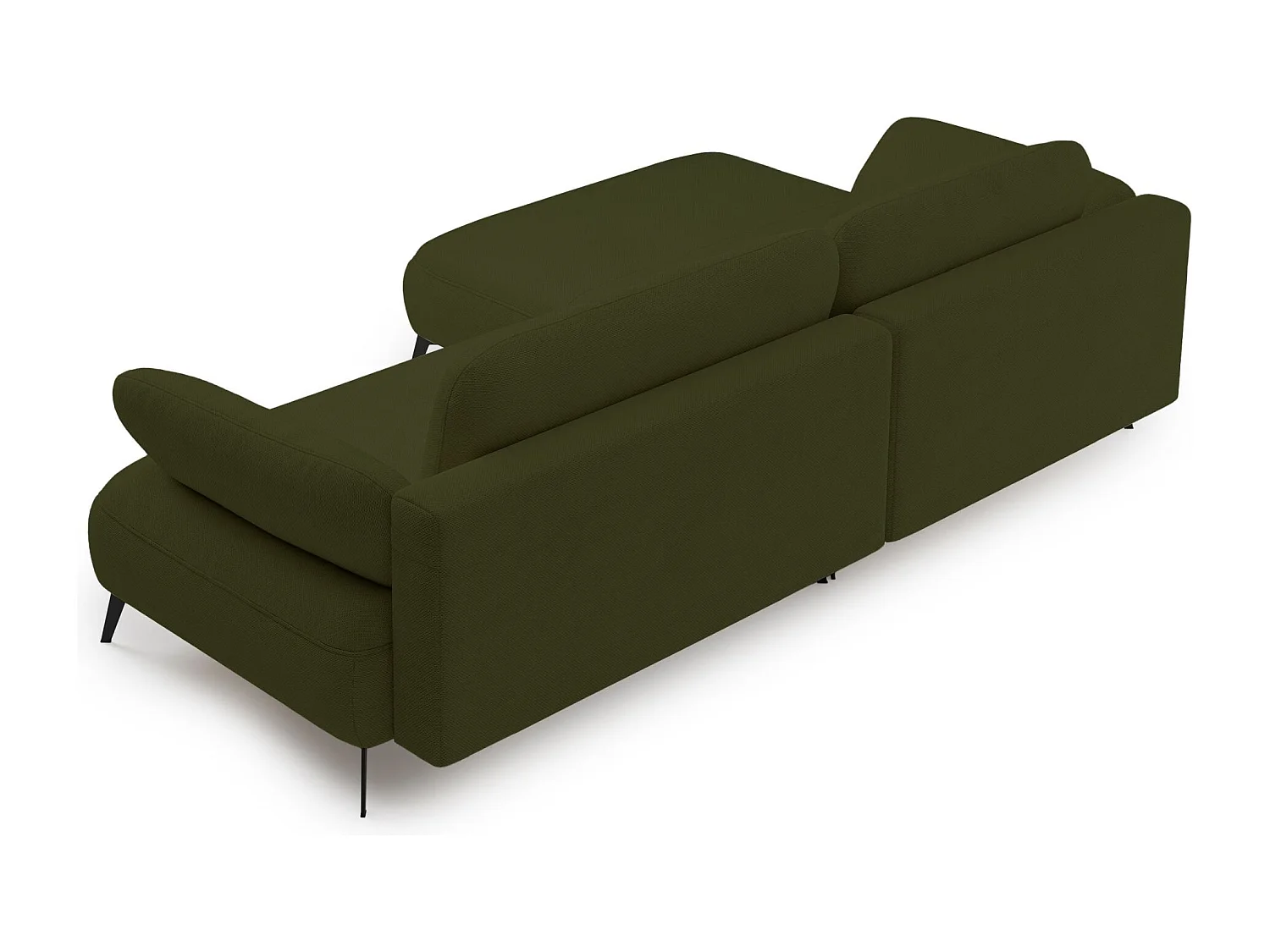 Canapé d’angle convertible – coffre de rangement – chenille hydrofuge – côté gauche – vert olive – AVOLLA