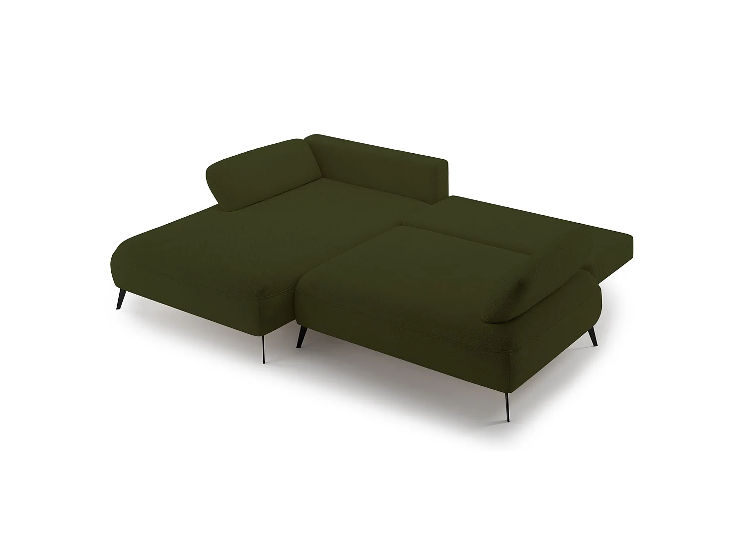 Ecksofa mit Schlaffunktion – Bettkasten – hydrophobe Chenille – linksseitig – Olivgrün – AVOLLA