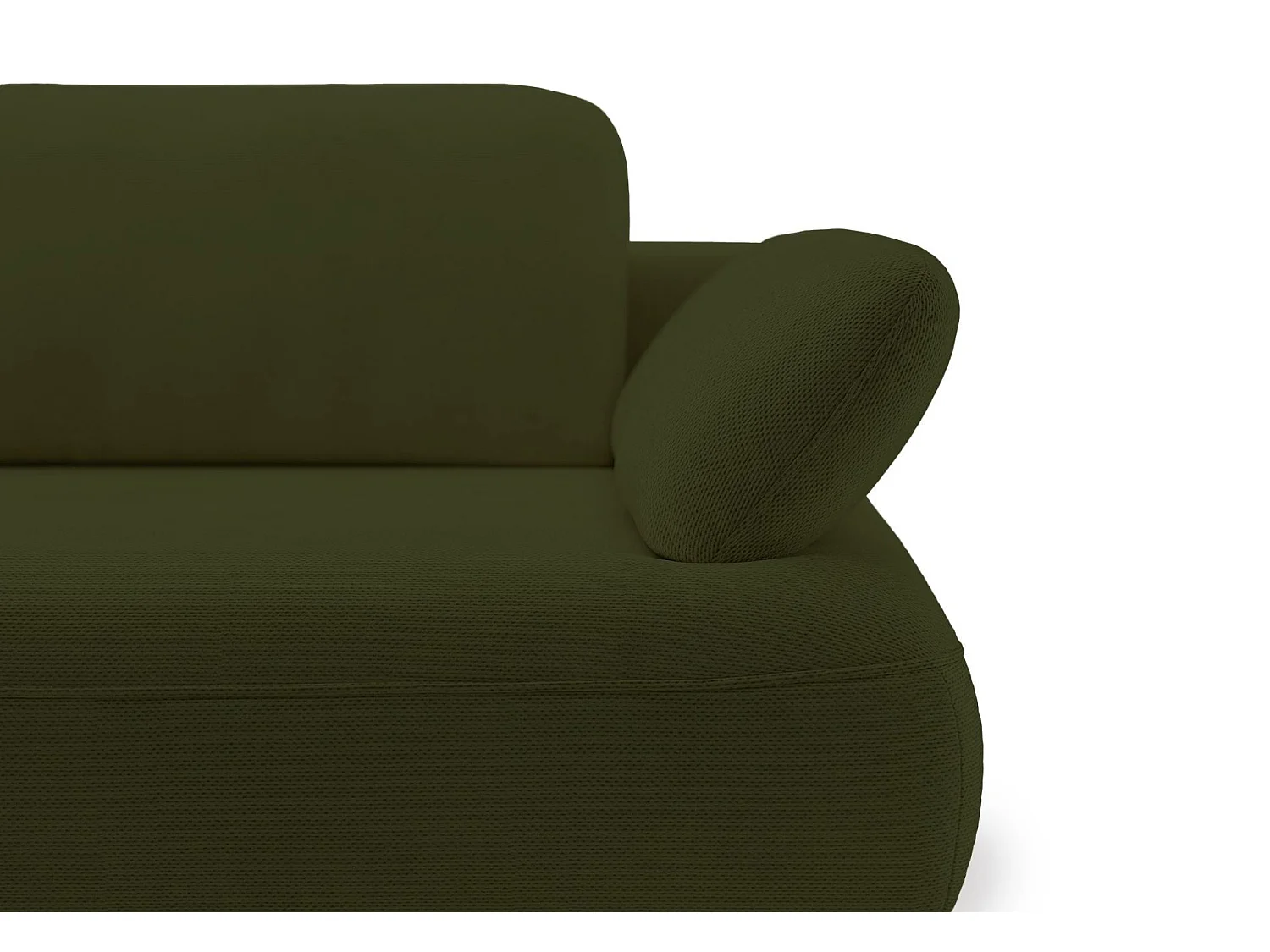 Ecksofa mit Schlaffunktion – Bettkasten – hydrophobe Chenille – linksseitig – Olivgrün – AVOLLA