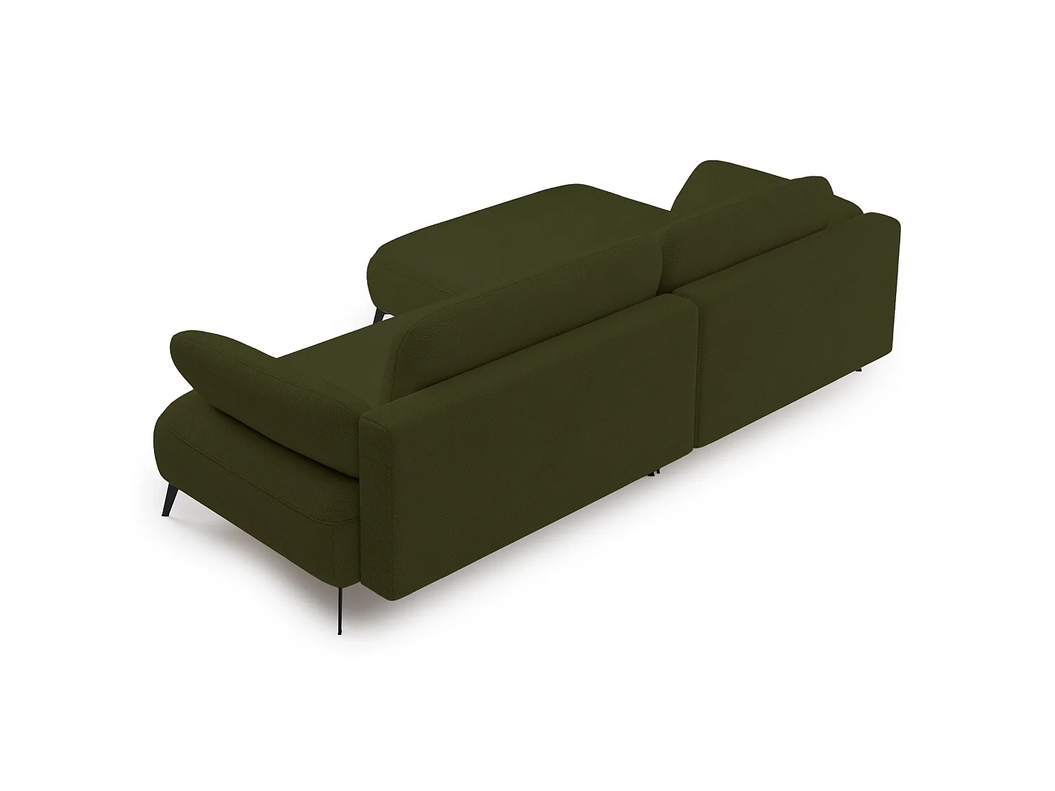 Ecksofa mit Schlaffunktion – Bettkasten – hydrophobe Chenille – linksseitig – Olivgrün – AVOLLA