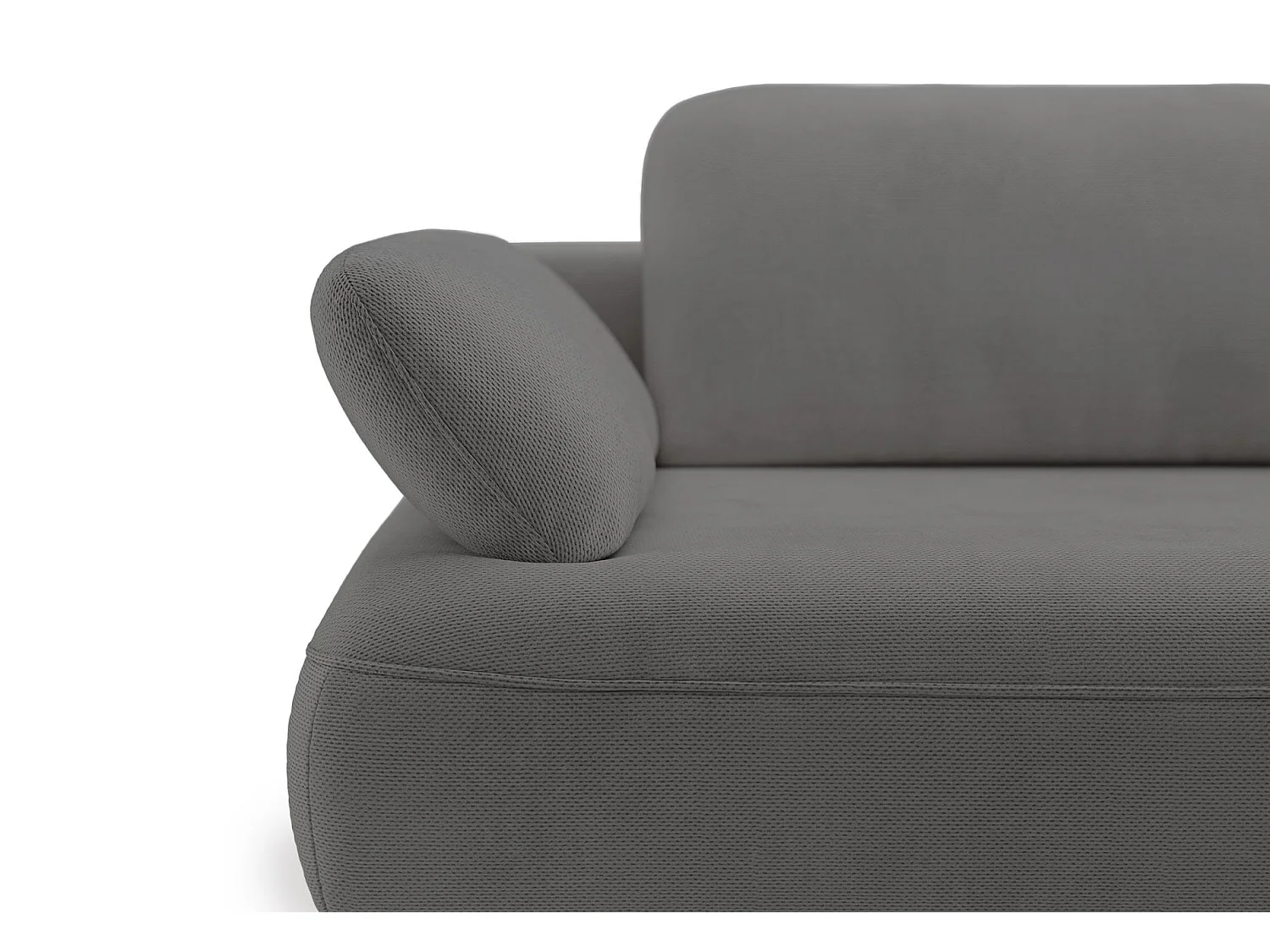 Canapé d’angle convertible – coffre de rangement – chenille hydrofuge – côté droit – gris – AVOLLA