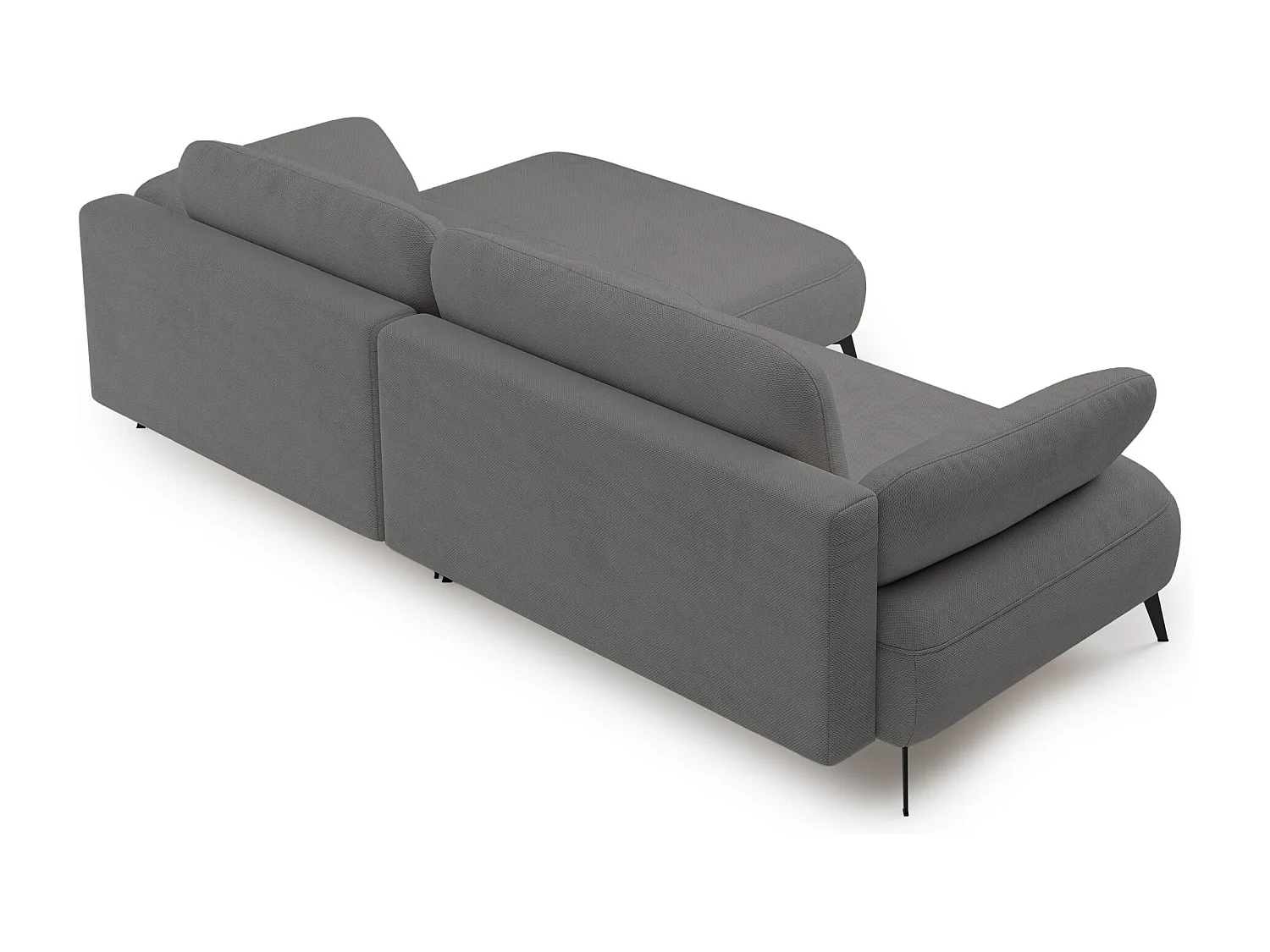 Canapé d’angle convertible – coffre de rangement – chenille hydrofuge – côté droit – gris – AVOLLA