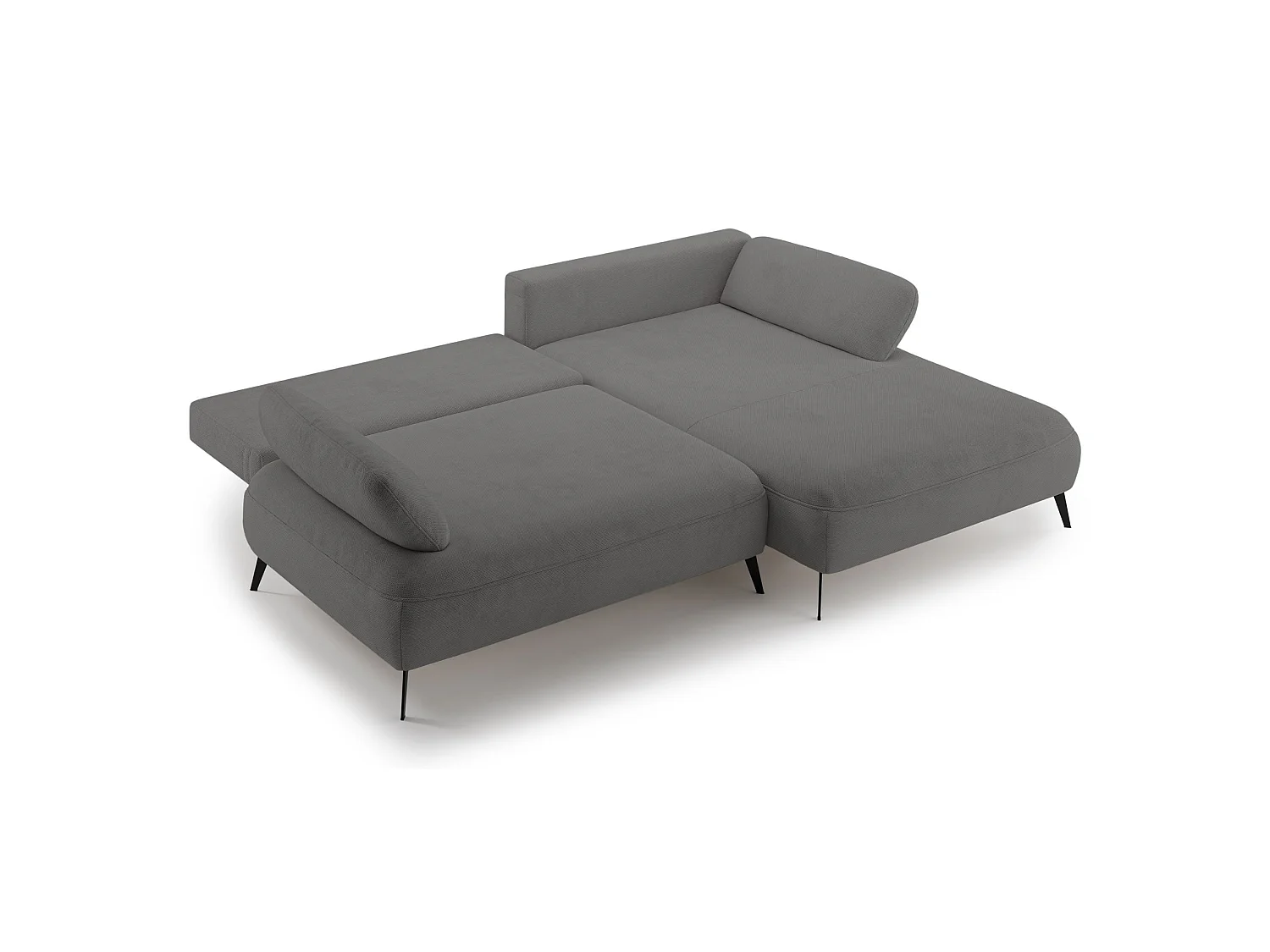 Ecksofa mit Schlaffunktion – Bettkasten – hydrophobe Chenille – rechtsseitig – Grau – AVOLLA