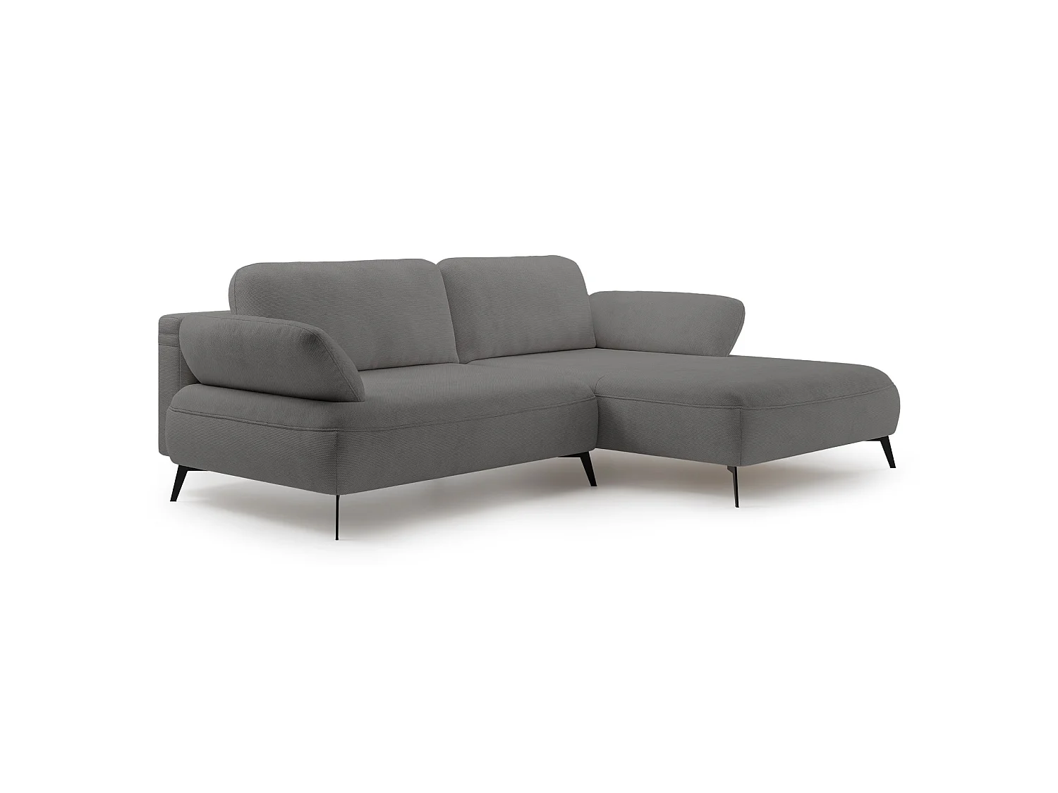 Ecksofa mit Schlaffunktion – Bettkasten – hydrophobe Chenille – rechtsseitig – Grau – AVOLLA