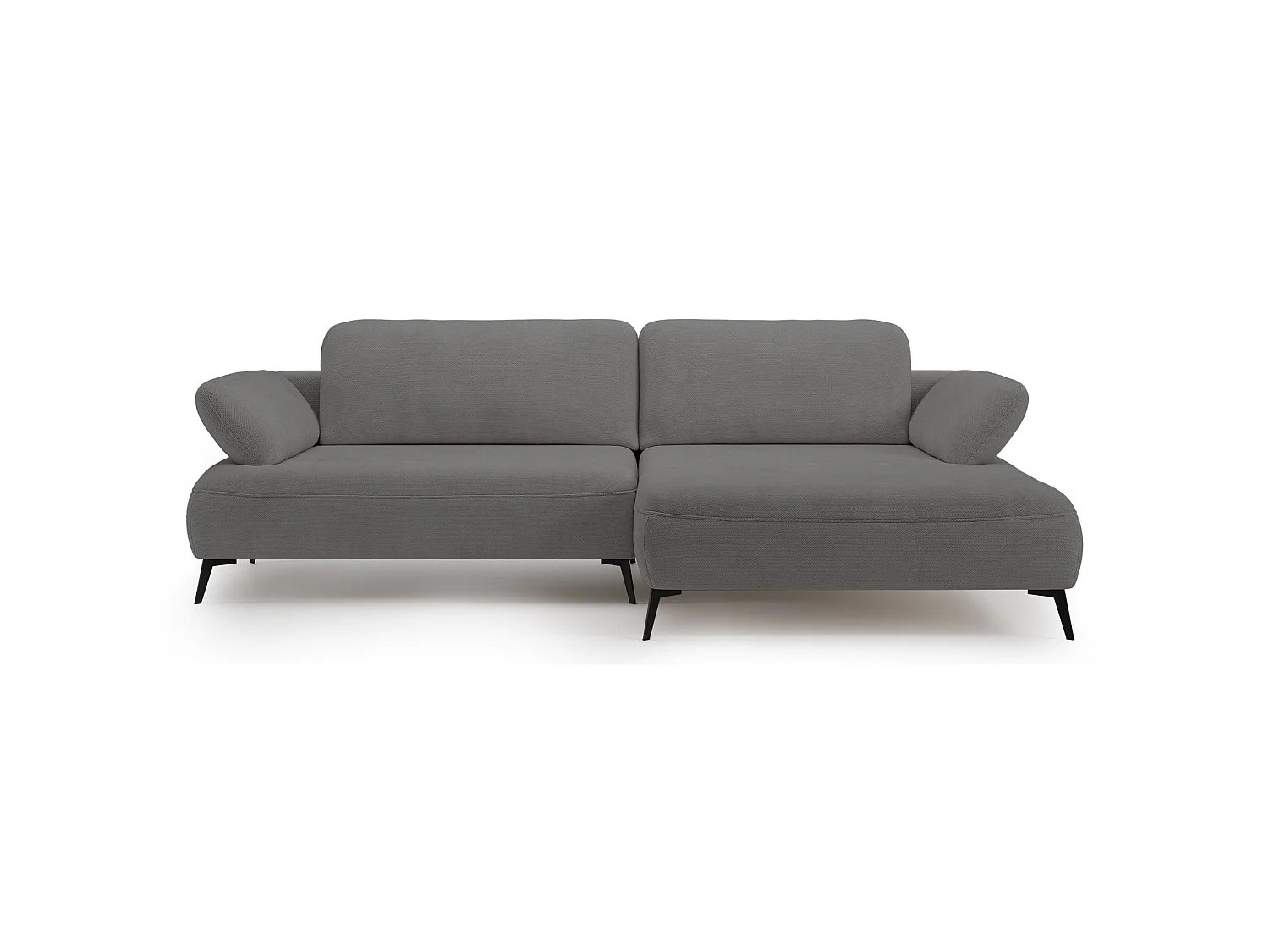 Ecksofa mit Schlaffunktion – Bettkasten – hydrophobe Chenille – rechtsseitig – Grau – AVOLLA