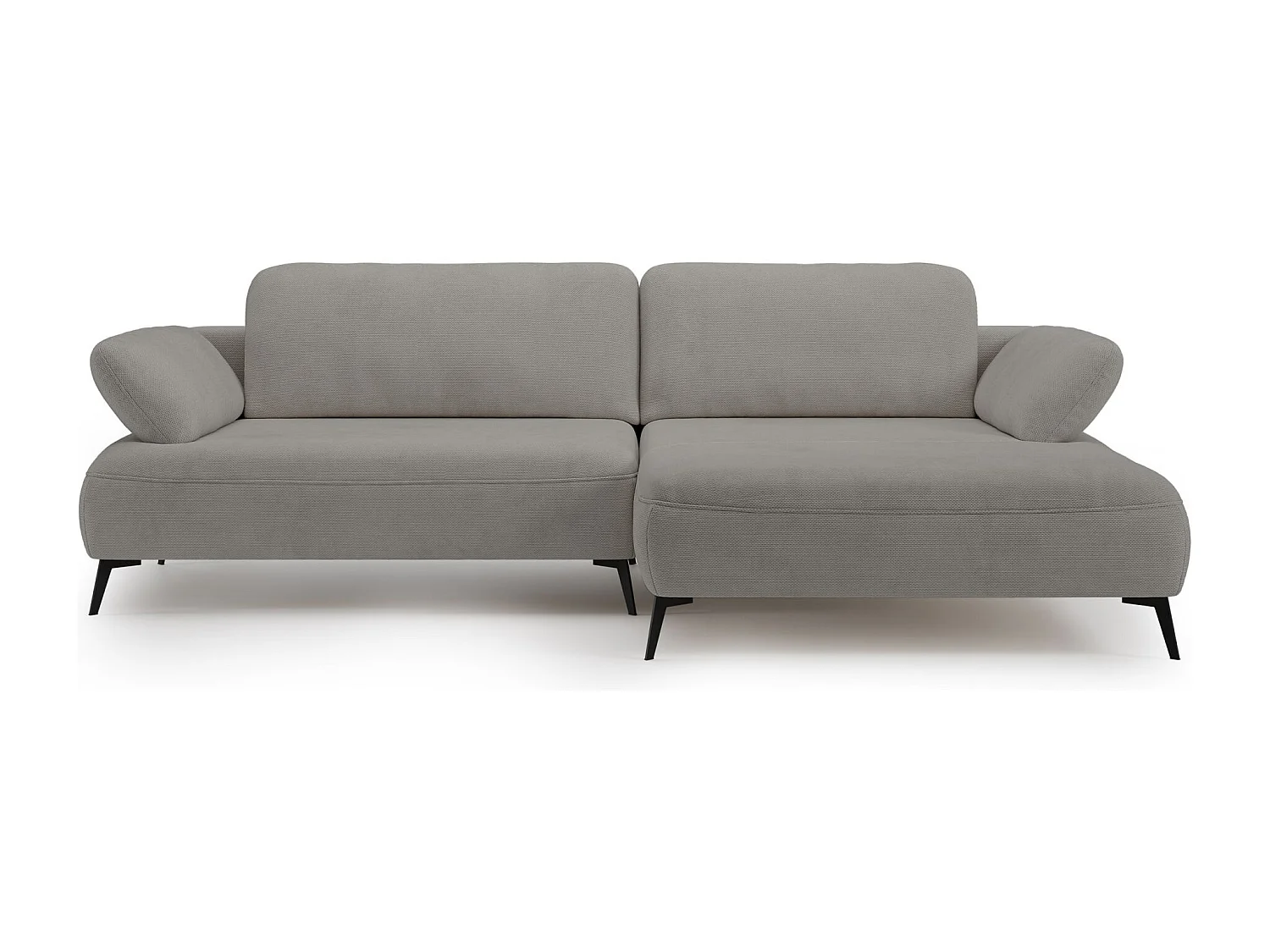 Canapé d’angle convertible – coffre de rangement – chenille hydrofuge – côté droit – gris beige – AVOLLA