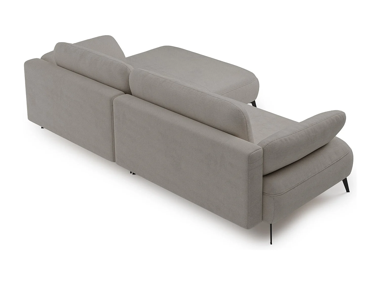 Canapé d’angle convertible – coffre de rangement – chenille hydrofuge – côté droit – gris beige – AVOLLA