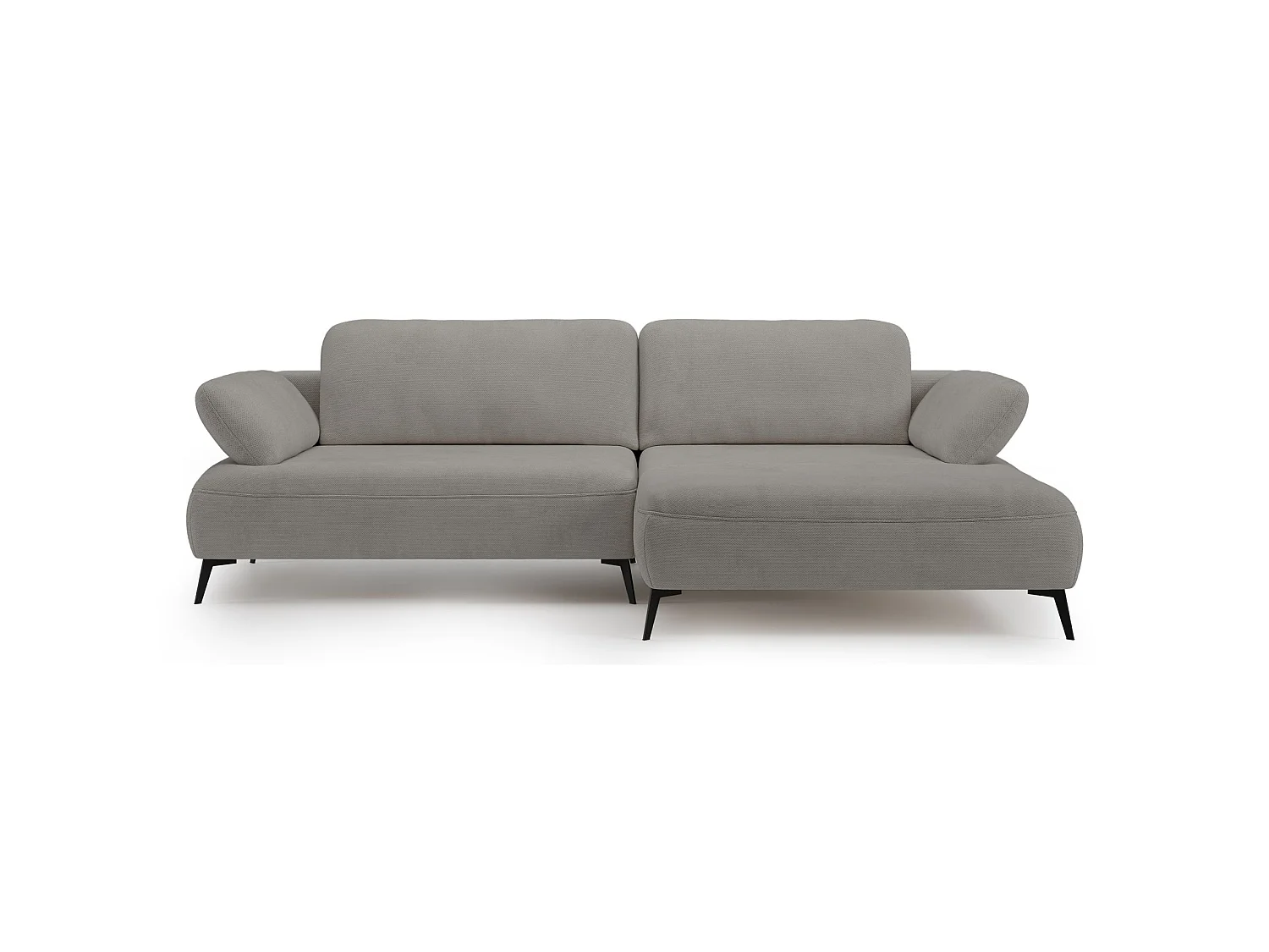 Ecksofa mit Schlaffunktion – Bettkasten – hydrophobe Chenille – rechtsseitig – Graubeige – AVOLLA
