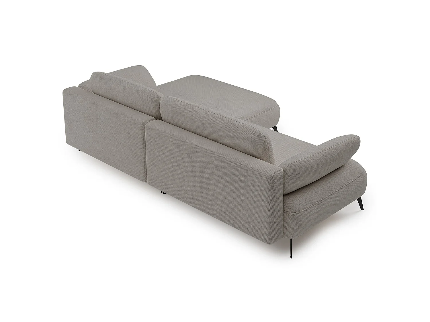 Ecksofa mit Schlaffunktion – Bettkasten – hydrophobe Chenille – rechtsseitig – Graubeige – AVOLLA