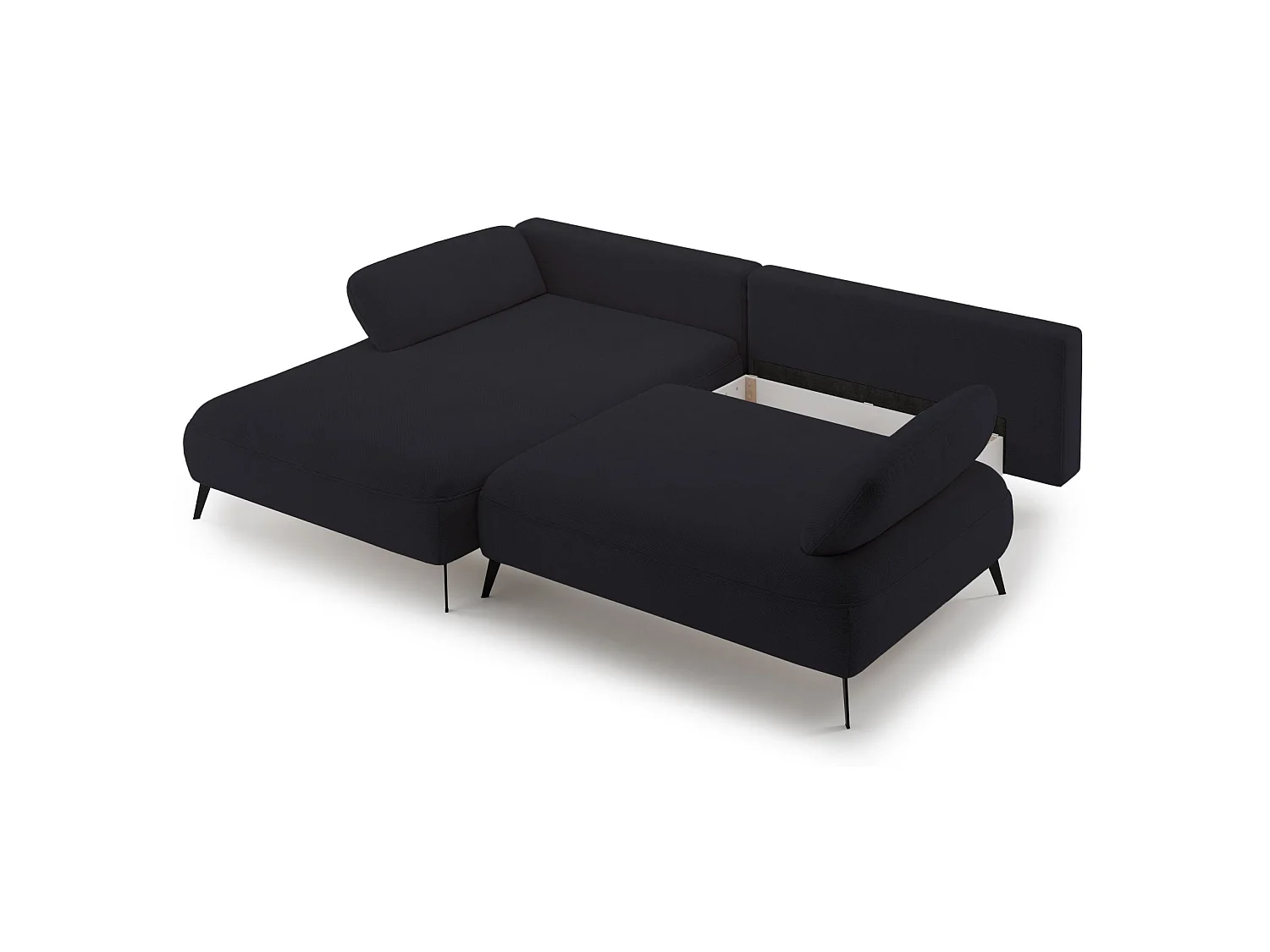 Canapé d’angle convertible – coffre de rangement – chenille hydrofuge – côté gauche – Anthracite – AVOLLA