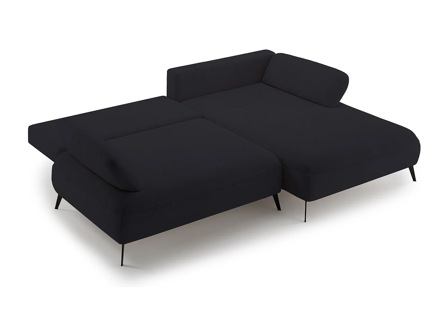 Canapé d’angle convertible – coffre de rangement – chenille hydrofuge – côté droit – Anthracite – AVOLLA