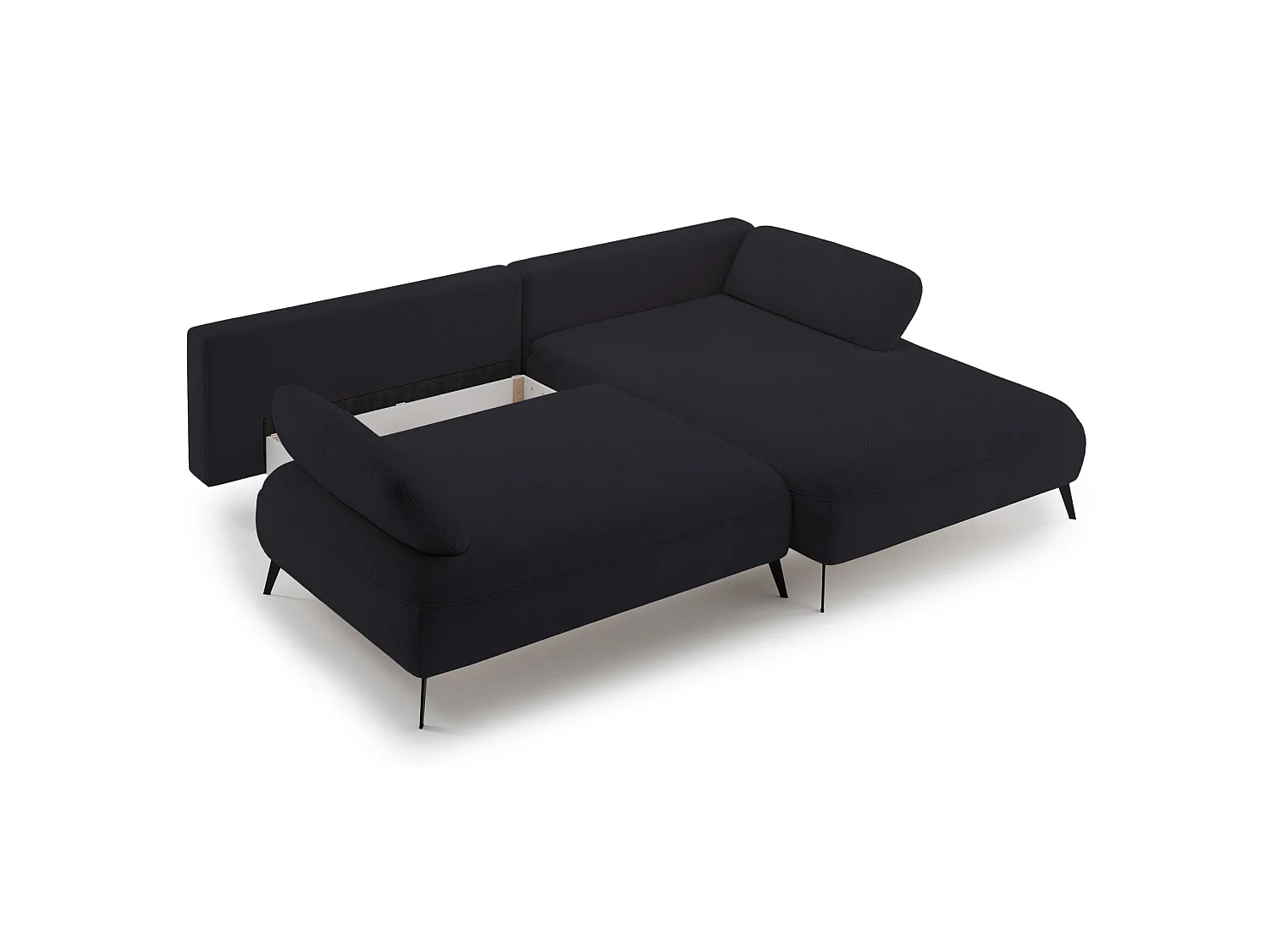Canapé d’angle convertible – coffre de rangement – chenille hydrofuge – côté droit – Anthracite – AVOLLA
