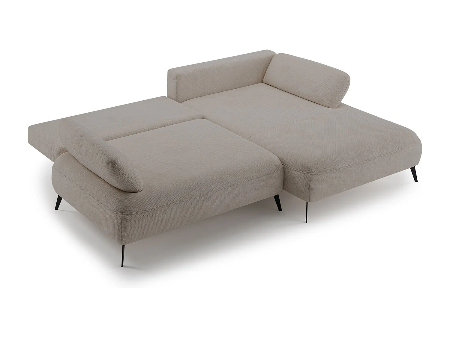 Canapé d’angle convertible – coffre de rangement – chenille hydrofuge – côté droit – beige – AVOLLA
