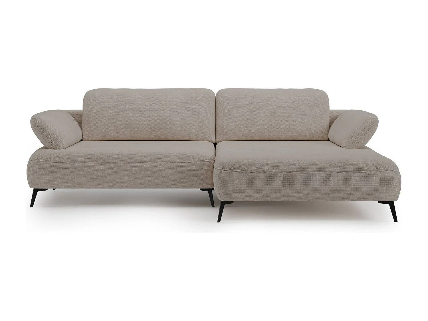 Canapé d’angle convertible – coffre de rangement – chenille hydrofuge – côté droit – beige – AVOLLA