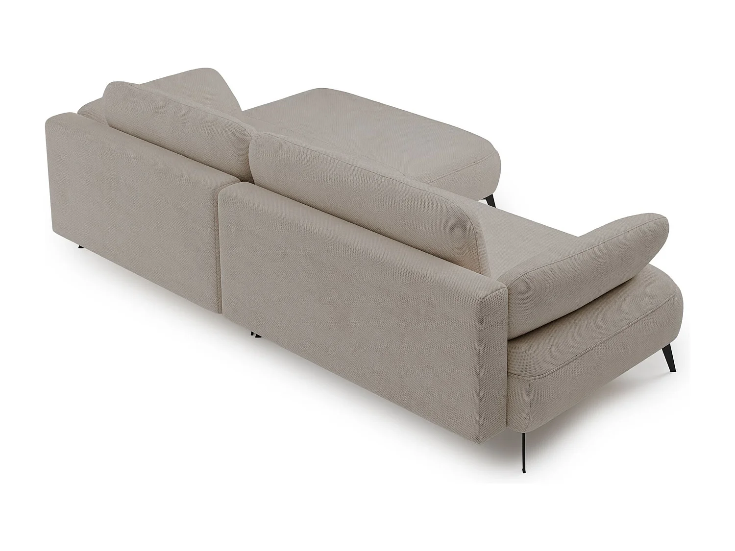 Canapé d’angle convertible – coffre de rangement – chenille hydrofuge – côté droit – beige – AVOLLA