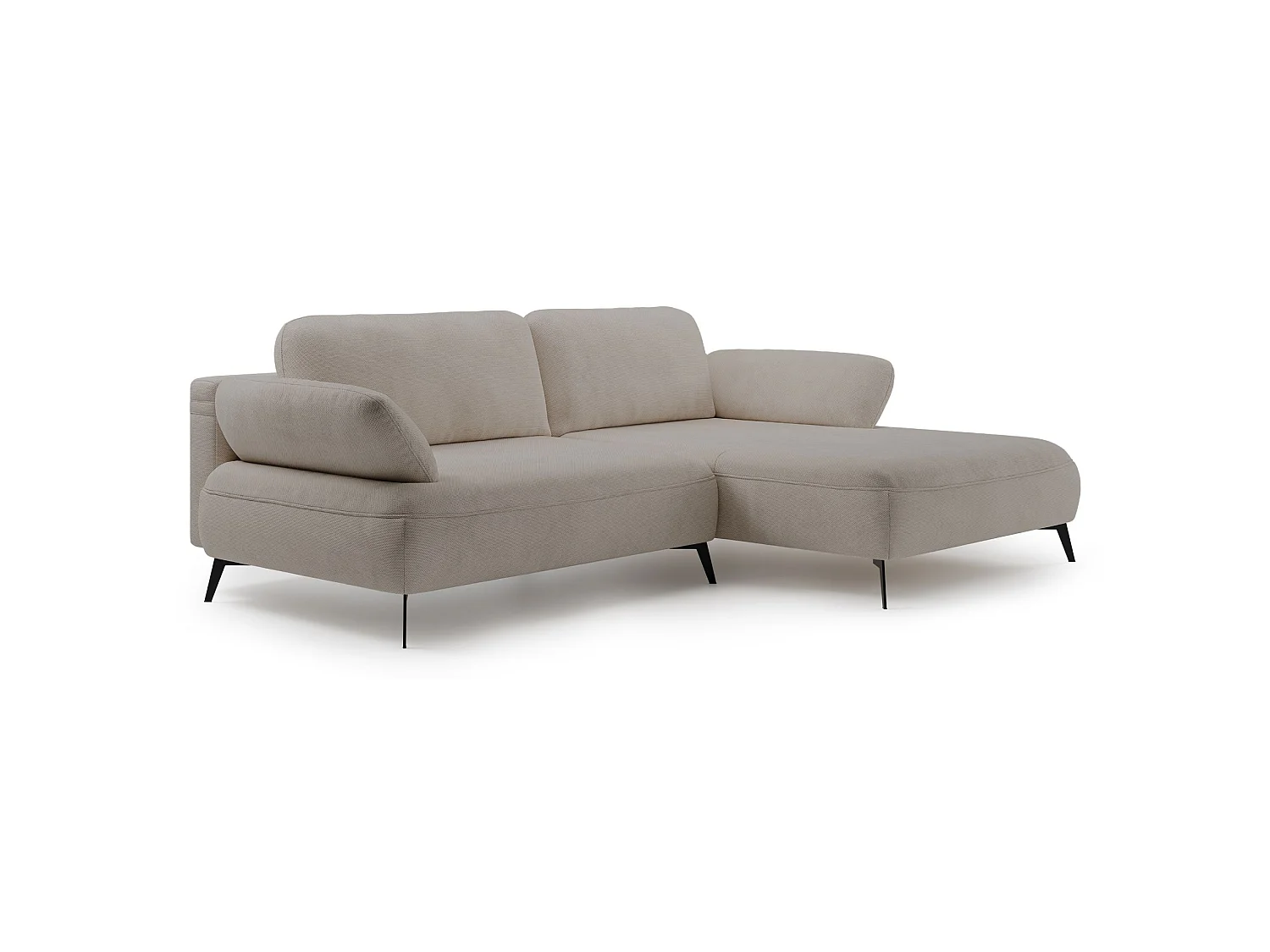 Ecksofa mit Schlaffunktion – Bettkasten – hydrophobe Chenille – rechtsseitig – Beige – AVOLLA