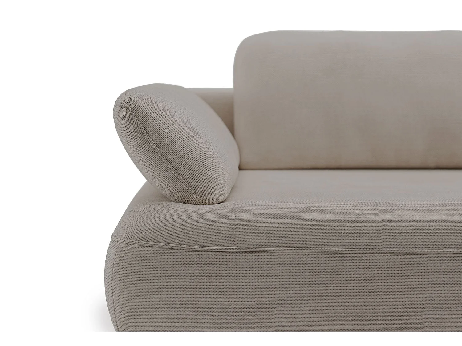 Ecksofa mit Schlaffunktion – Bettkasten – hydrophobe Chenille – rechtsseitig – Beige – AVOLLA