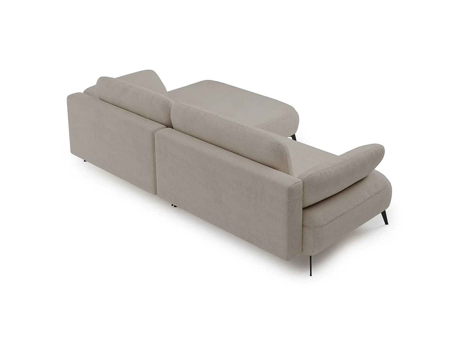 Ecksofa mit Schlaffunktion – Bettkasten – hydrophobe Chenille – rechtsseitig – Beige – AVOLLA