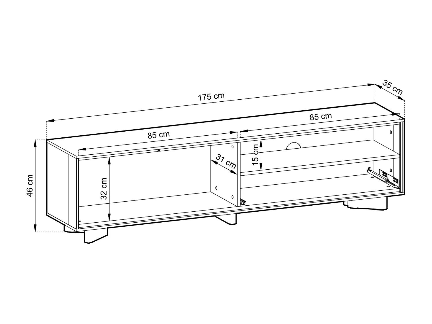 TV-Lowboard mit Schublade Kaschmirgrau / Eichenholzoptik – 175 cm – DISTRIA