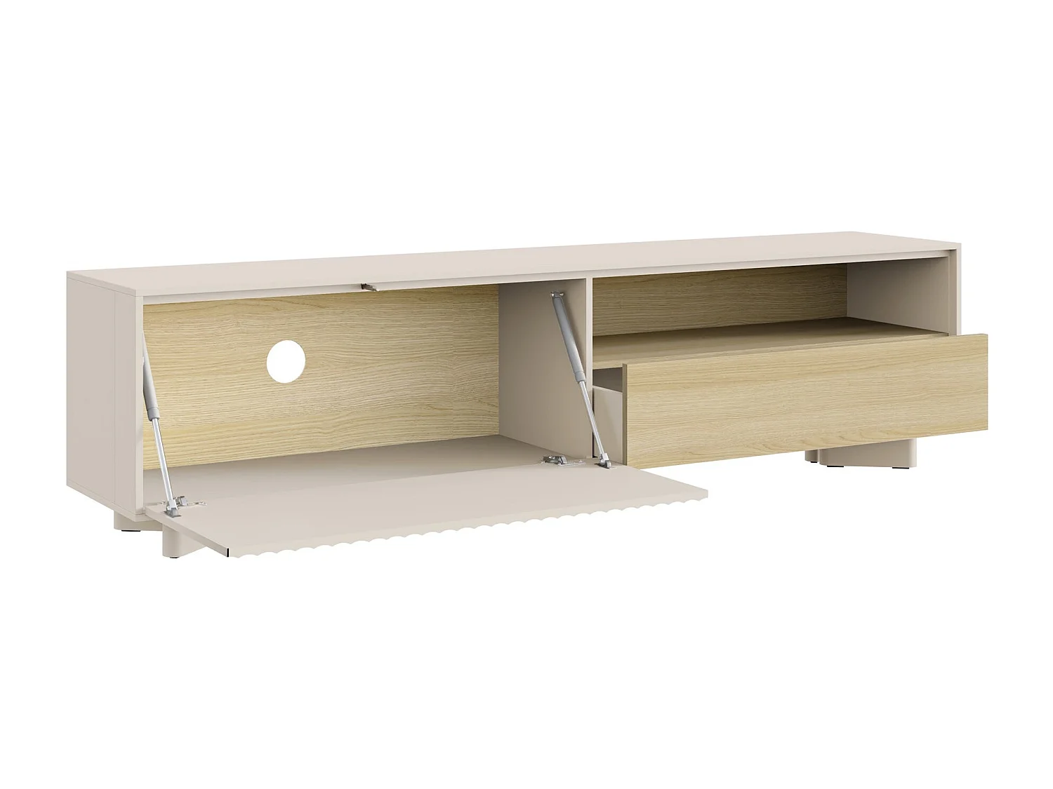 TV-Lowboard mit Schublade Kaschmirgrau / Eichenholzoptik – 175 cm – DISTRIA