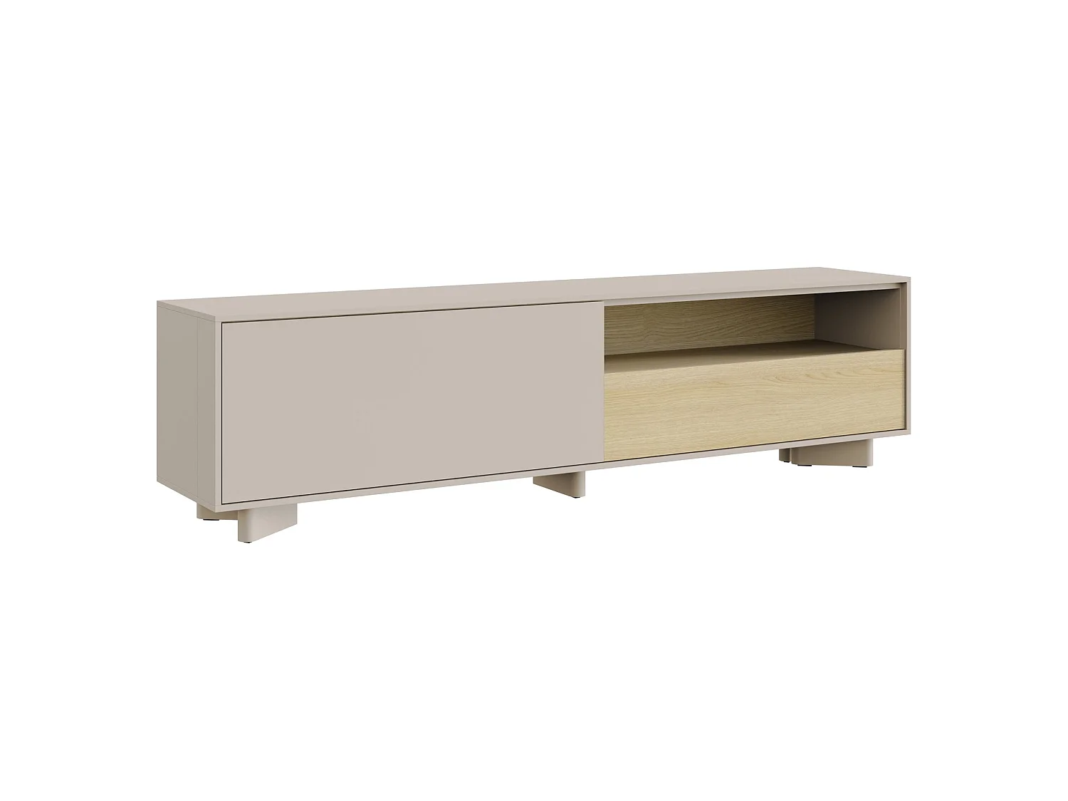 Meuble TV avec tiroir – 175 cm – gris cachemire / aspect chêne – DISTRIA