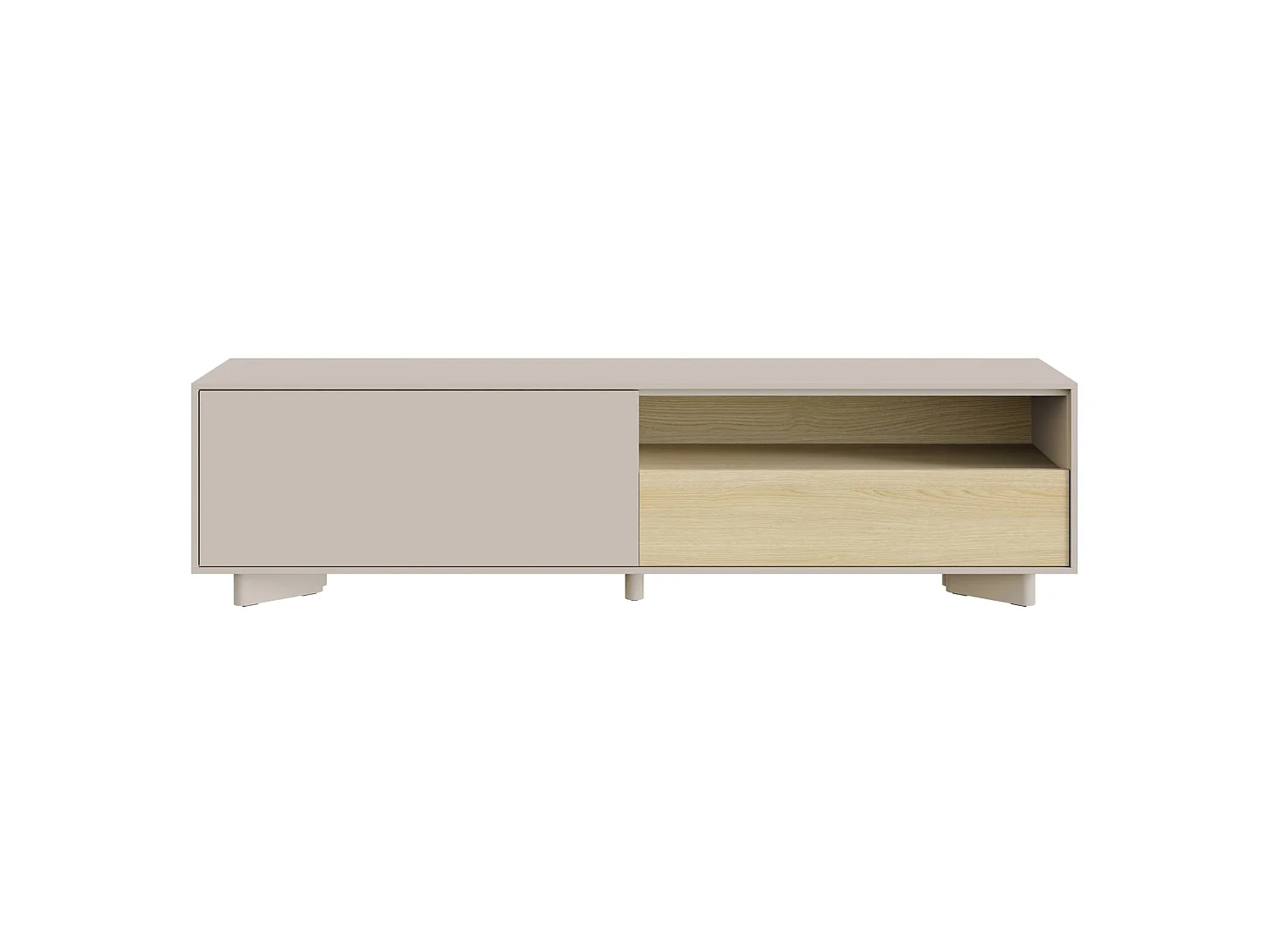 Meuble TV avec tiroir – 175 cm – gris cachemire / aspect chêne – DISTRIA