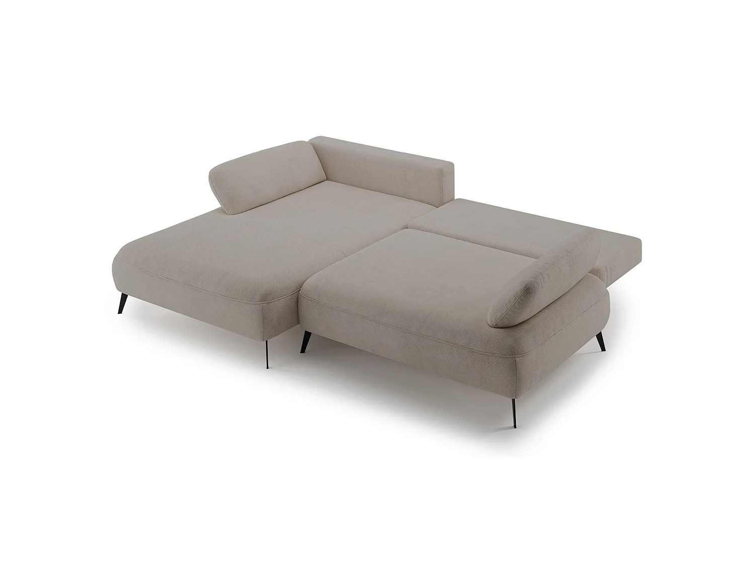 Ecksofa mit Schlaffunktion – Bettkasten – hydrophobe Chenille – linksseitig – Beige – AVOLLA