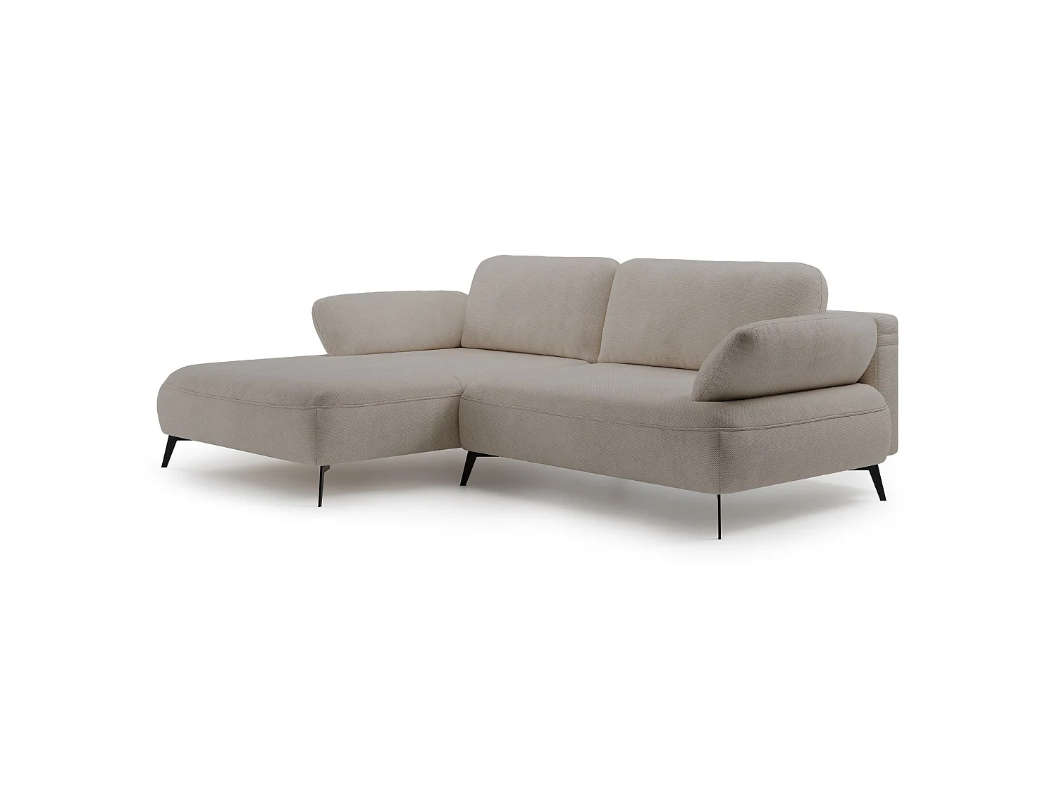 Ecksofa mit Schlaffunktion – Bettkasten – hydrophobe Chenille – linksseitig – Beige – AVOLLA